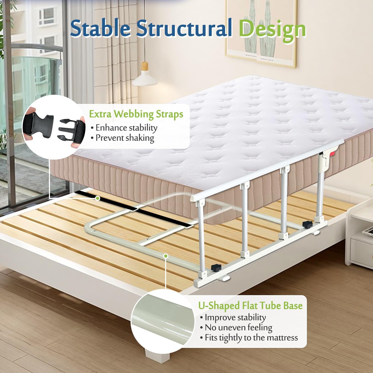**Mybow Folding Bed Rails for Elderly Adults - Safety Bed Assist Railing for Seniors & Handicap, Adjustable Hospital Bedside Handle with Non-Slip Grip - Ideal for Home Care, Nursing Homes & Medical Assistance**