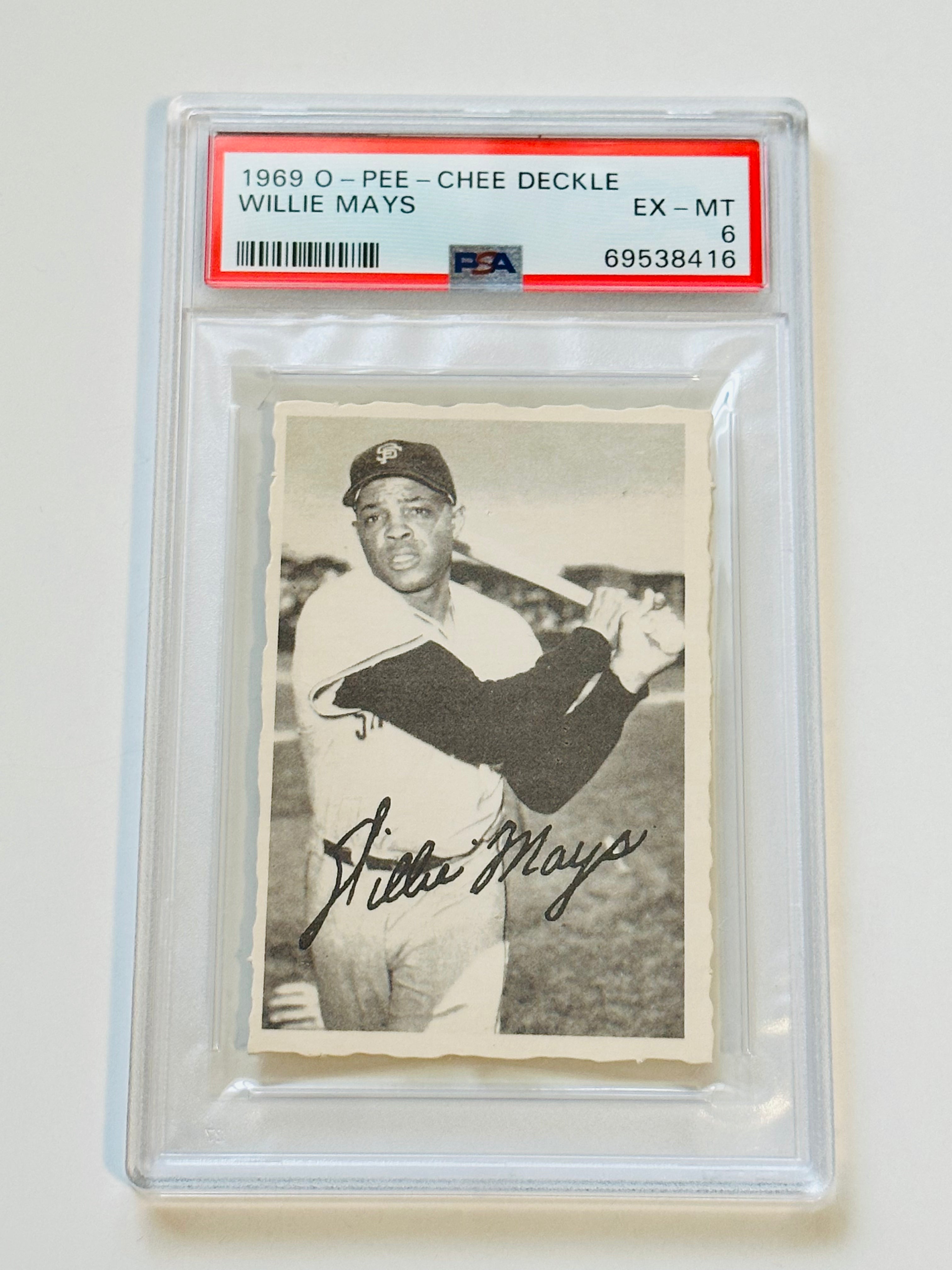 1969 OPC Willie Mays Rare Canadian Version PSA 6 Deckle Edge Baseball Card - Vintage Sports Collectible for Display & Investment
