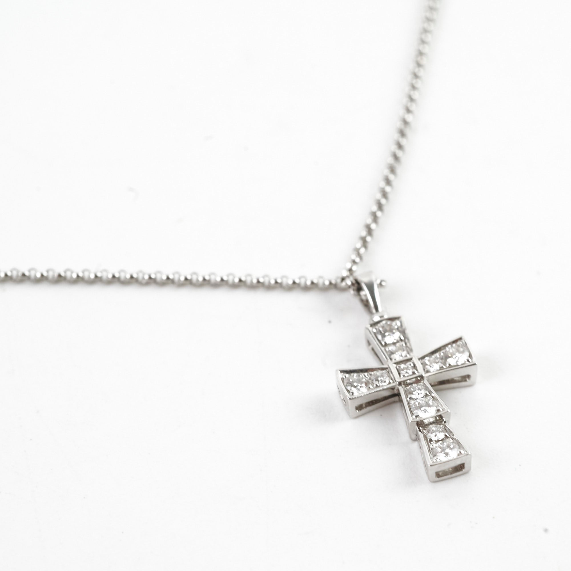 Bvlgari Serpenti 18K White Gold Diamond Cross Necklace for Women - Elegant Luxury Jewelry Gift for Birthday, Anniversary & Special Occasions