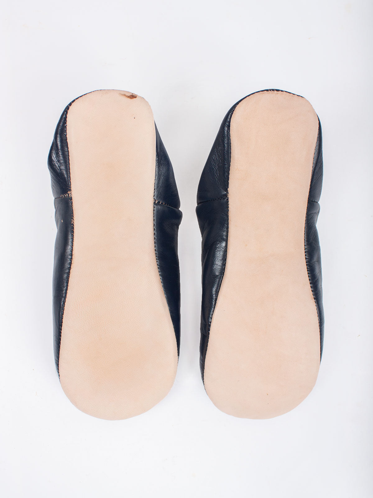Authentic Moroccan Men's Babouche Slippers - Handmade Leather Indigo Blue - Comfortable House Shoes for Relaxation & Lounge Wear