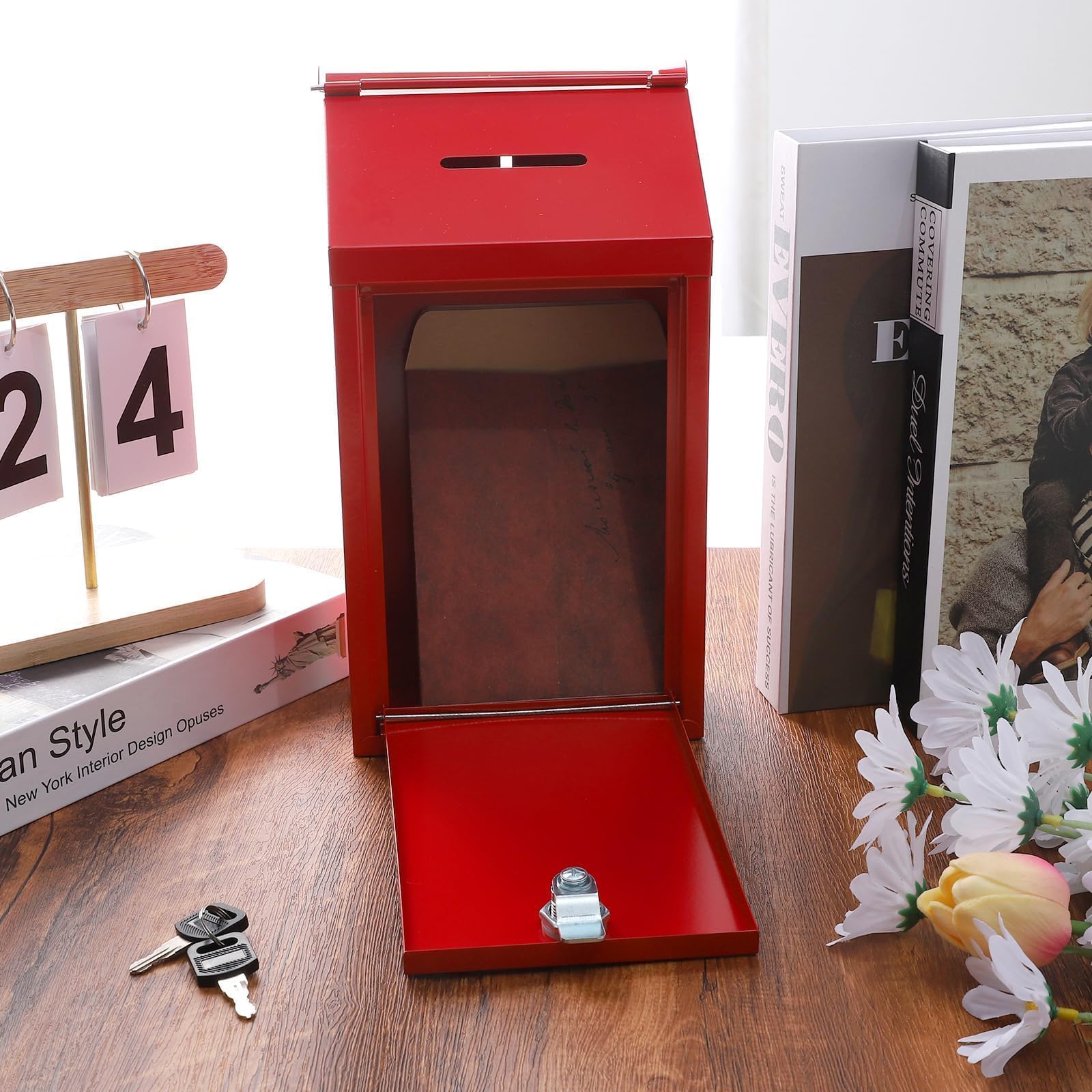 Secure Locking Metal Donation Box with Key - Wall Mounted Waterproof Charity Collection & Suggestion Box for Cash - Ideal for Home, Office, Outdoor & Public Spaces