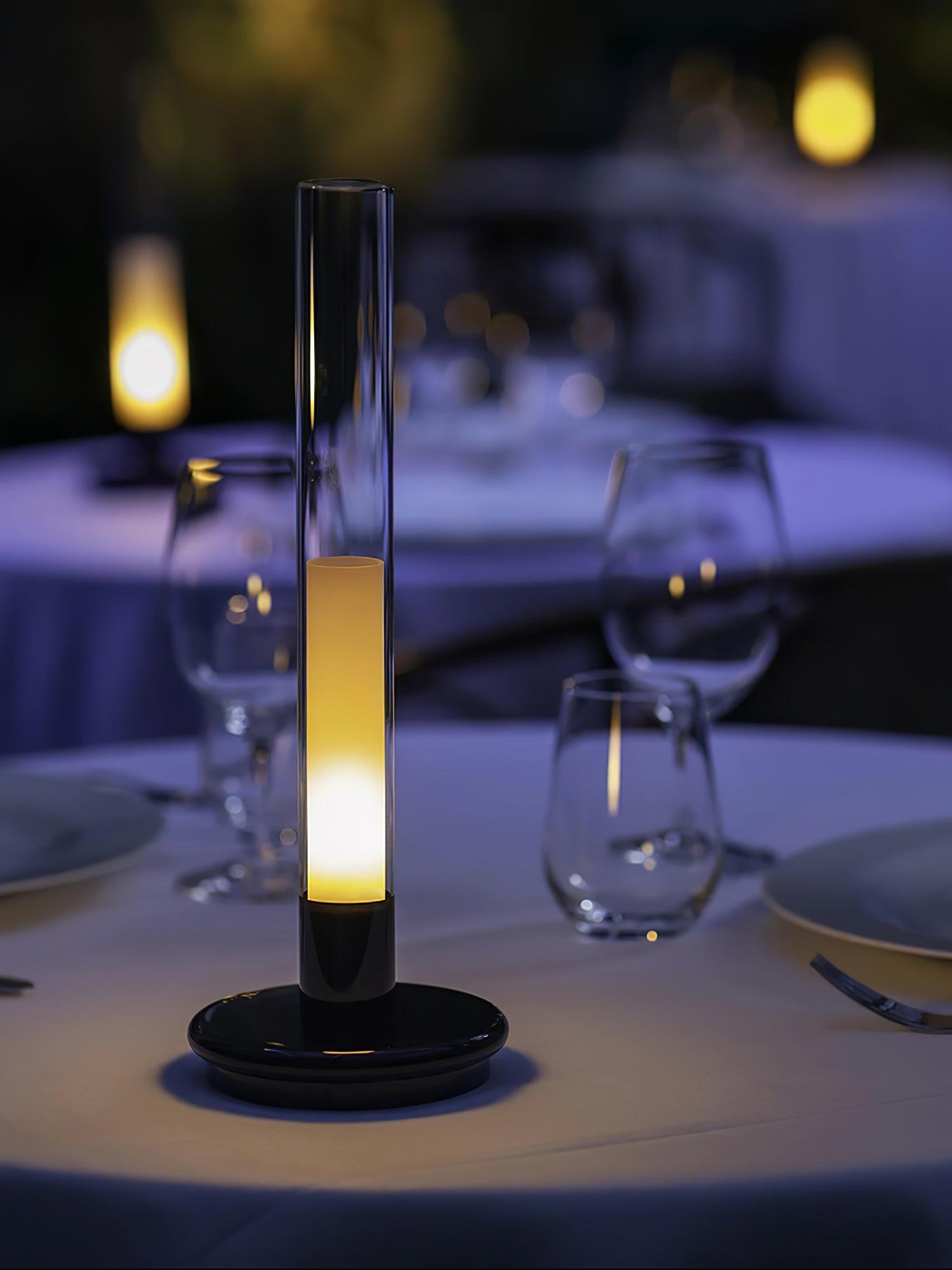 Rechargeable Column Table Lamp with Built-in Battery - Modern LED Nightstand Light for Bedroom, Living Room, and Office Decor