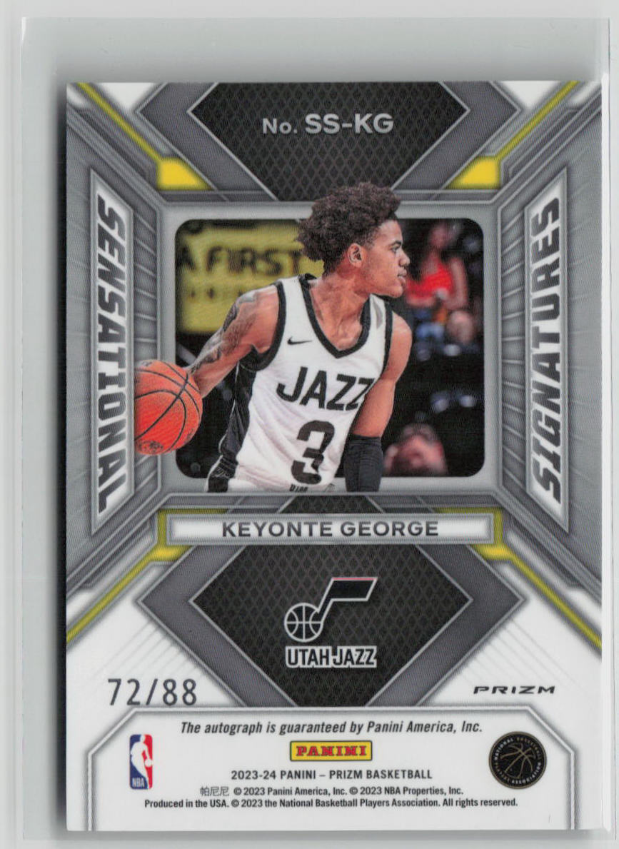 2023-24 Panini Prizm Sensational Signatures Keyonte George Rookie Card 72/88 #SS KG - Perfect for Basketball Card Collectors & NBA Memorabilia Enthusiasts
