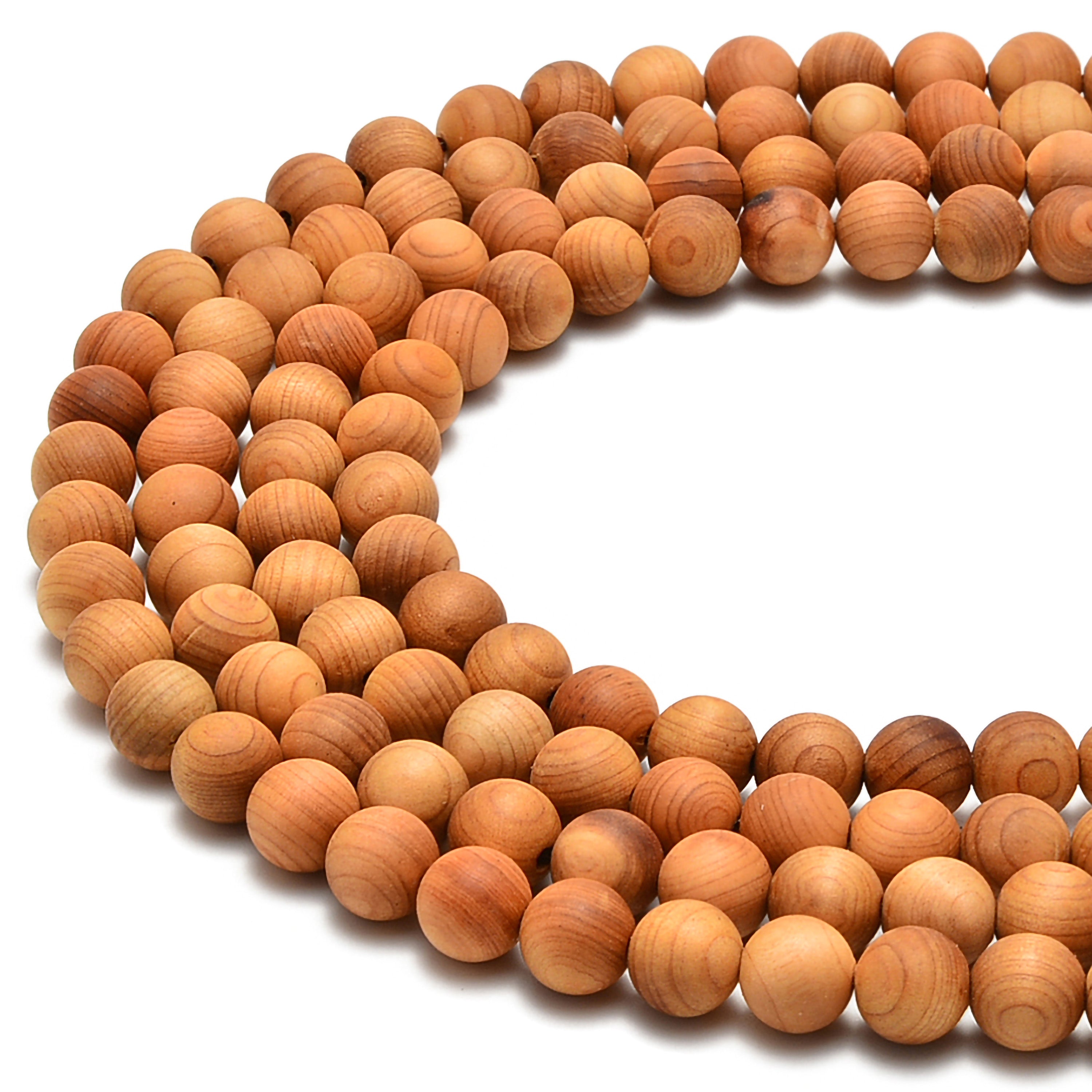 Premium Golden Sandalwood Smooth Round Beads - 6mm, 8mm, 10mm, 12mm, 15.5 Strands - Natural Wood Beads for Jewelry Making, DIY Crafts, Meditation & Home Decor