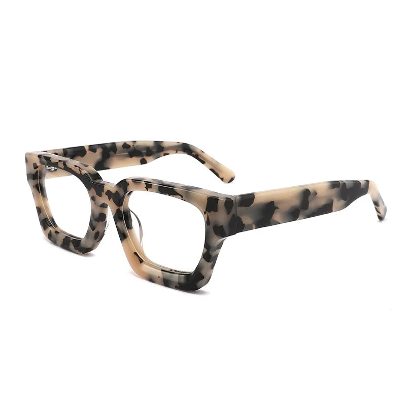 Brightzone Unisex Full Rim Square Thick Acetate Eyeglasses 5437 - Stylish & Durable Frames for Men & Women - Perfect for Reading, Work & Fashion Accessories
