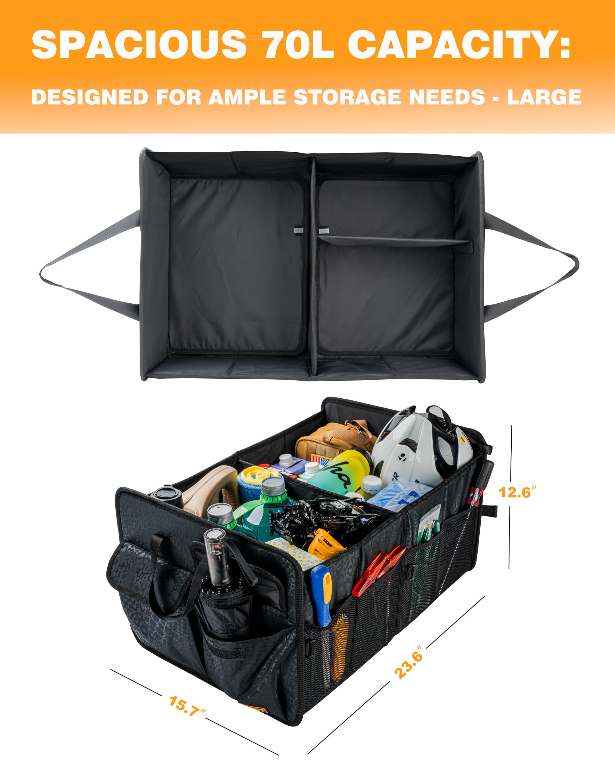 Car Trash Can and Truck Organizer - Portable Auto Garbage Bin & Storage Solution for Road Trips, Commuting, and Travel