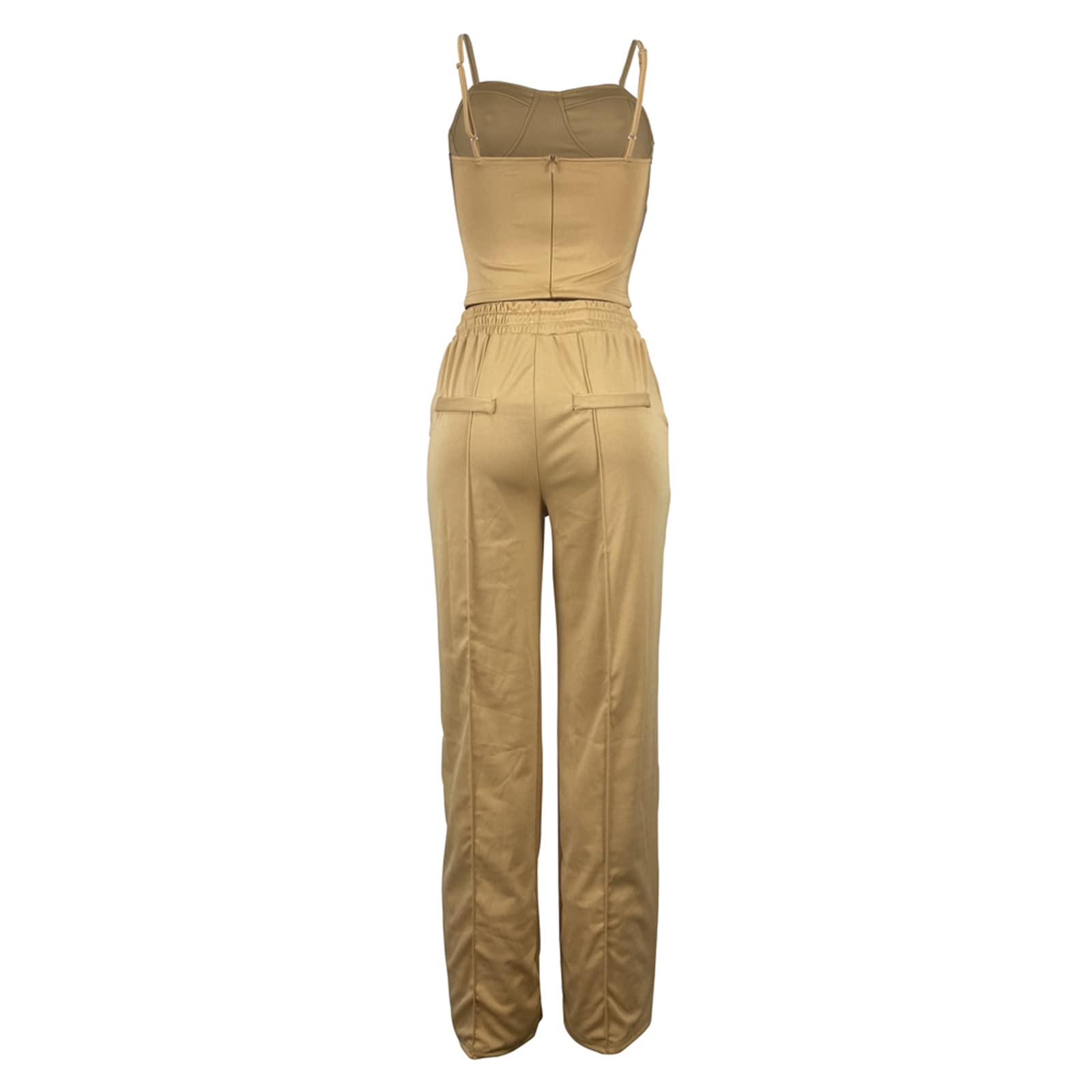 IMISSILLEB Women's Summer Casual Two Piece Outfit - Sleeveless Camisole Tank Top & Drawstring Wide Leg Long Pants Set | Beach Vacation, Streetwear, Lounge Wear