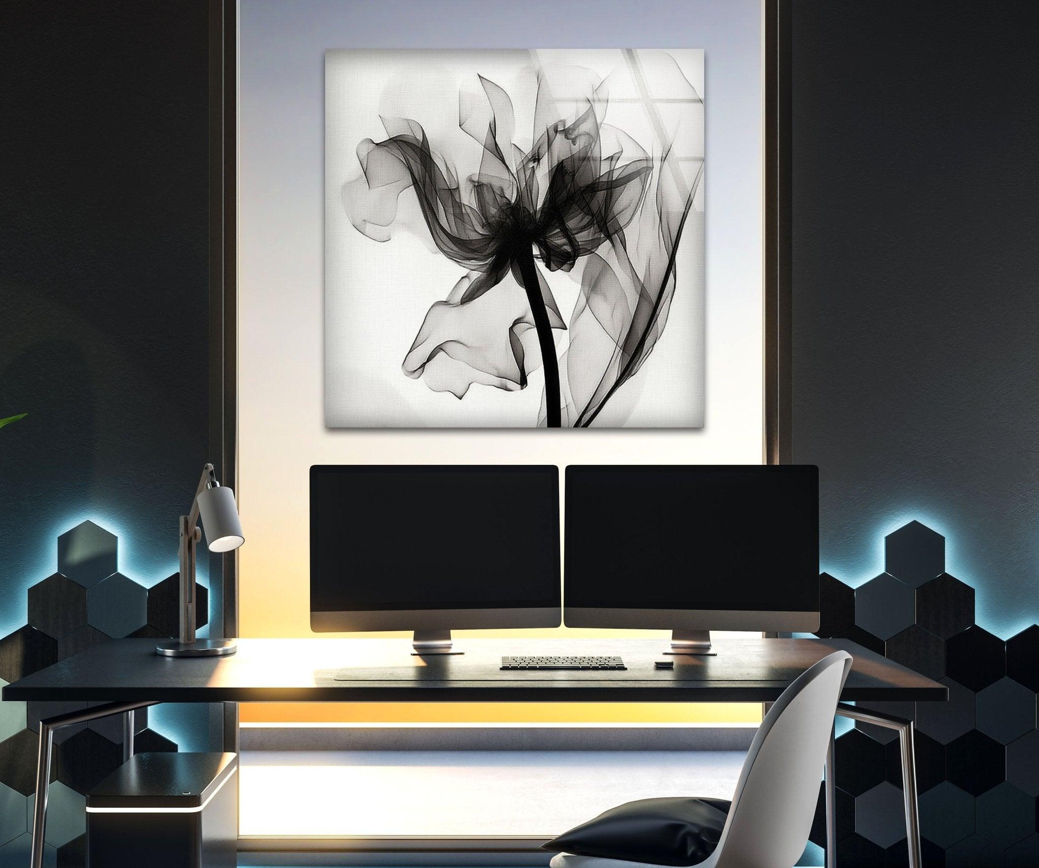 Albert Koetsier Black Rose X-ray Glass Wall Art - Elegant Home Decor for Living Room, Bedroom & Office - Unique Gift Idea for Art Lovers