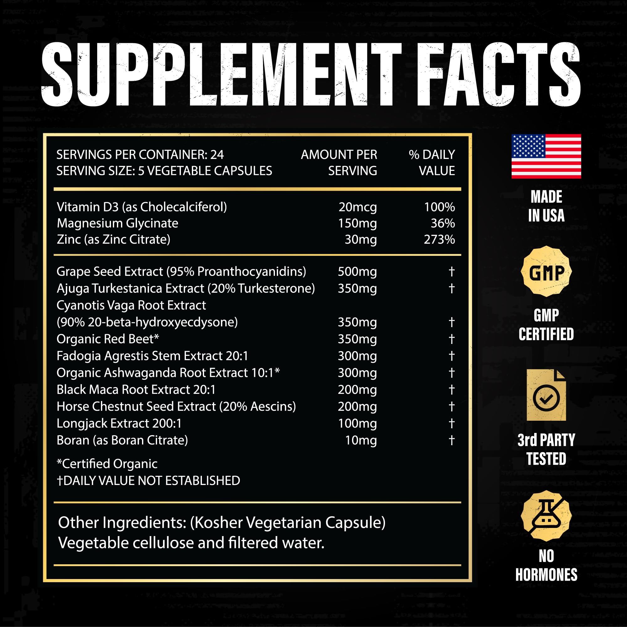 Best Testosterone Booster for Men - Natural Muscle Growth & Stamina Supplement with Turkesterone, Tongkat Ali & Fadogia Agrestis | Enhance Energy, Vitality & Recovery | Ideal for Gym, Workout & Active Lifestyle
