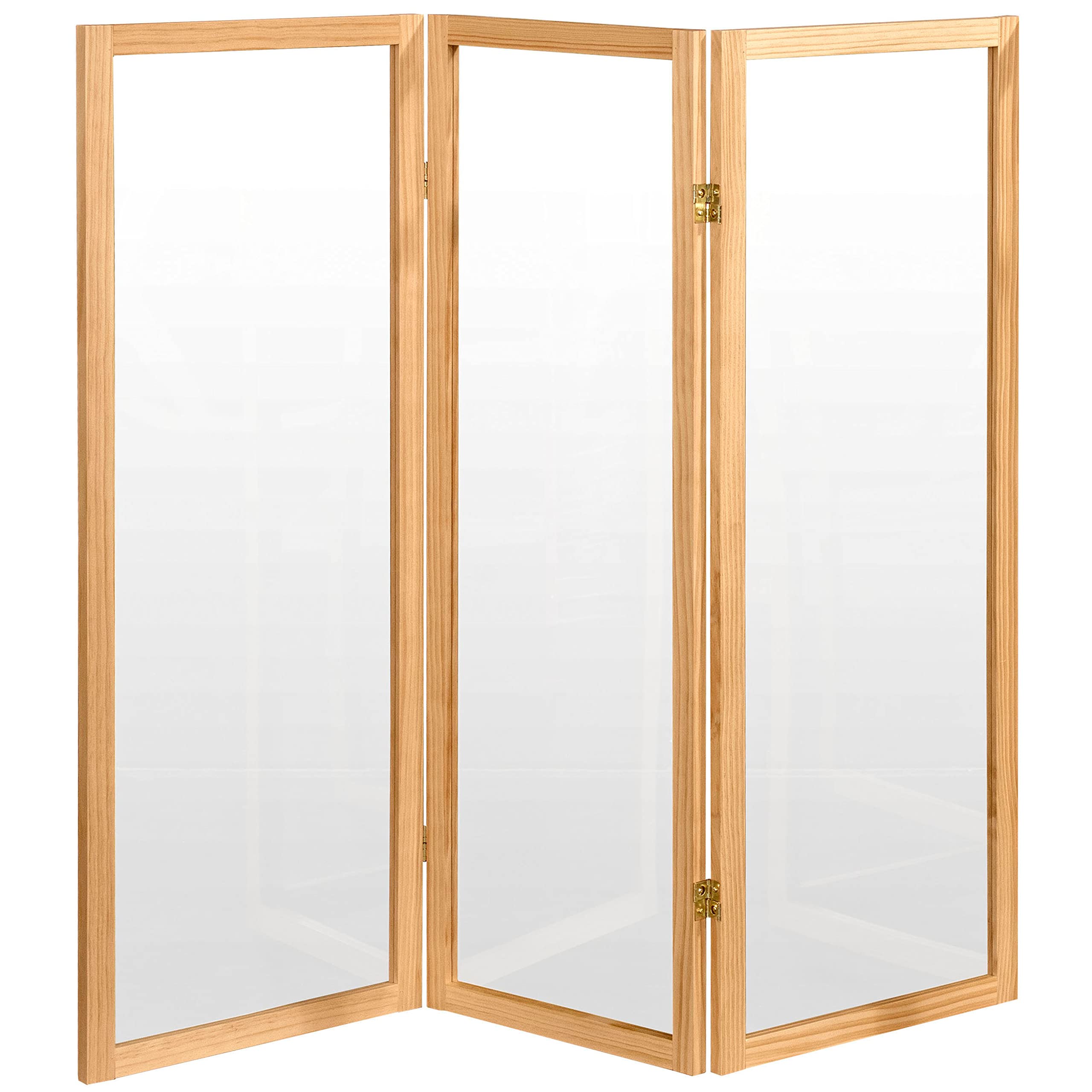 4 ft. Short Clear Plastic Partition - 3 Panel Room Divider for Office, Restaurant & Home Privacy - Shatterproof Acrylic Screen with Sturdy Base