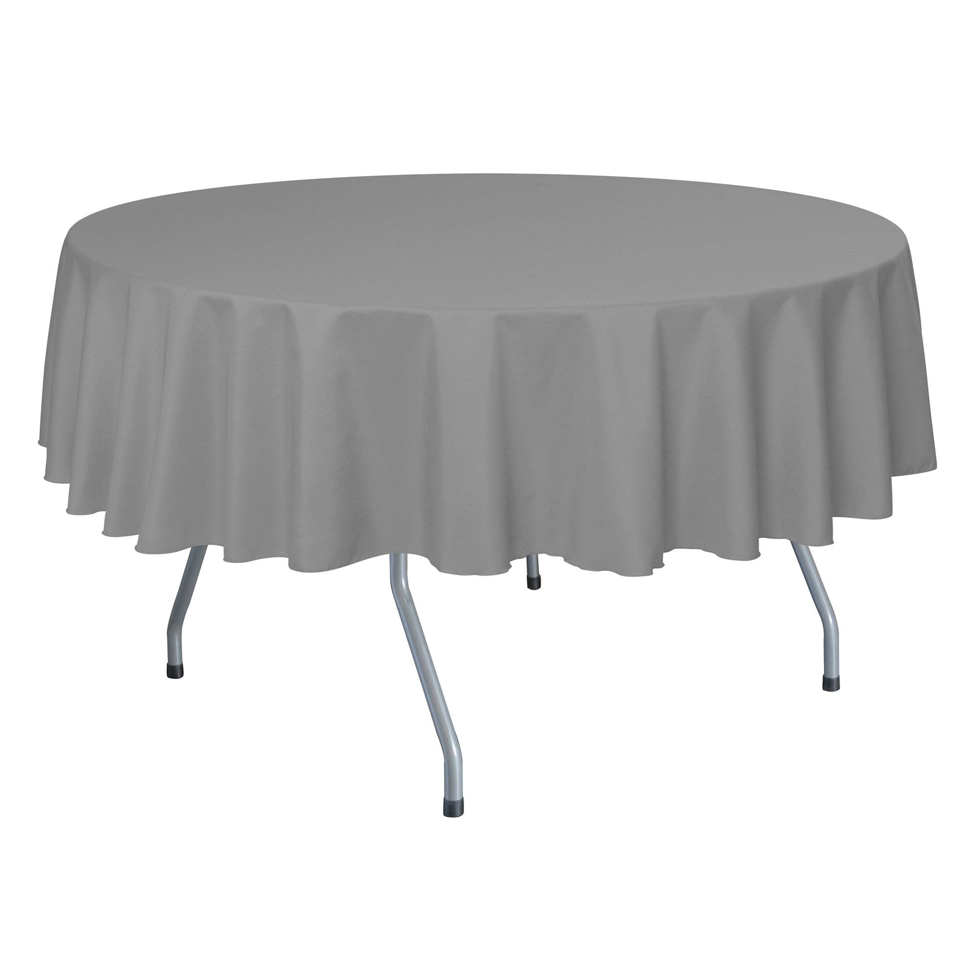 5-Pack Silver 60-Inch Round Polyester Tablecloth Set - Wrinkle-Resistant Linen-Like Fabric for Dining Tables Up to 60