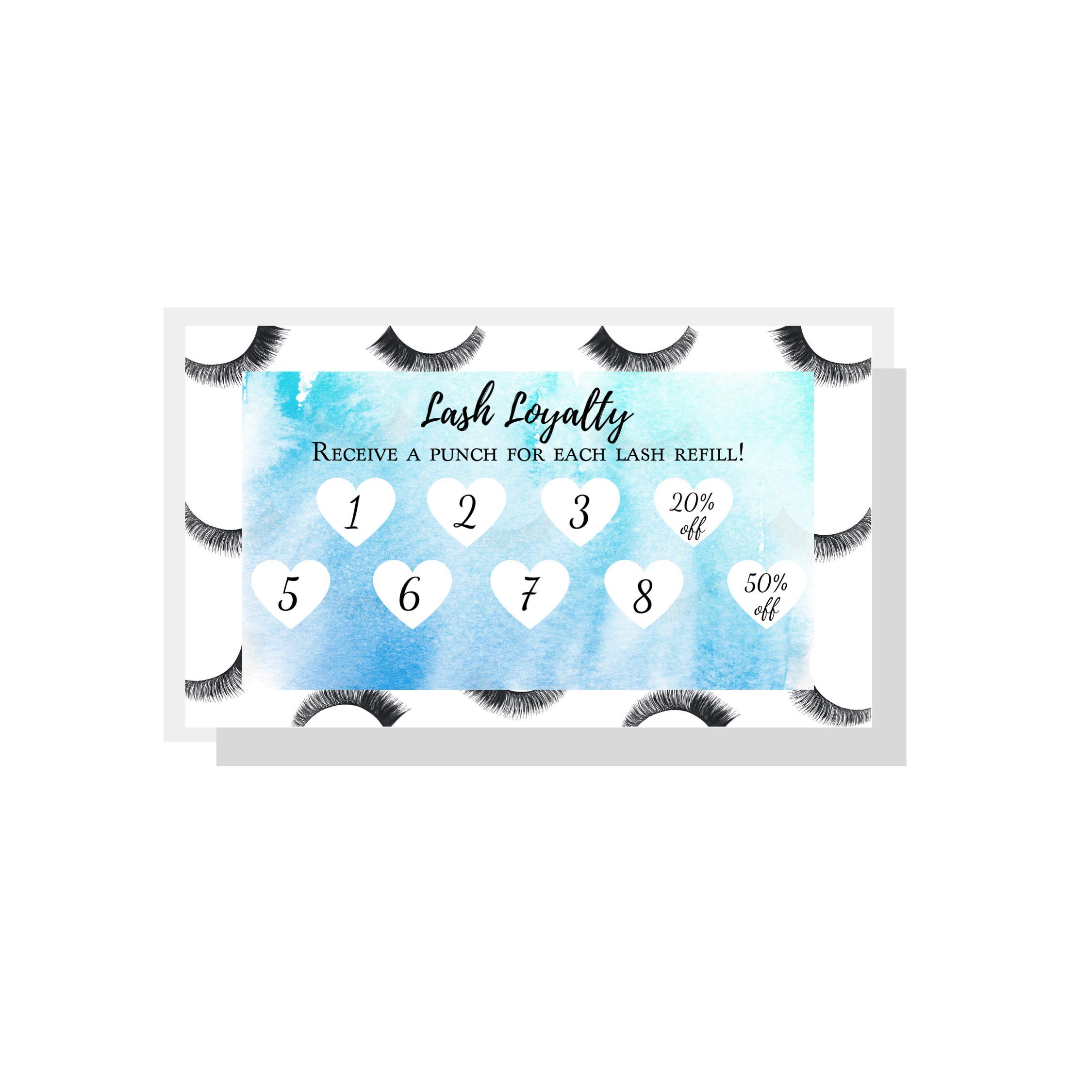 Premium Eyelash Extension Loyalty Punch Cards - 50 Pack, 3.5