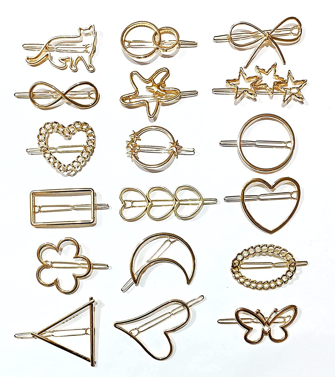 DROYALCREATIONS Rose Gold Geometric Hollow Hair Clips for Women - Pack of 4 | Barrettes & Hairpins for Everyday Styling, Parties & Weddings