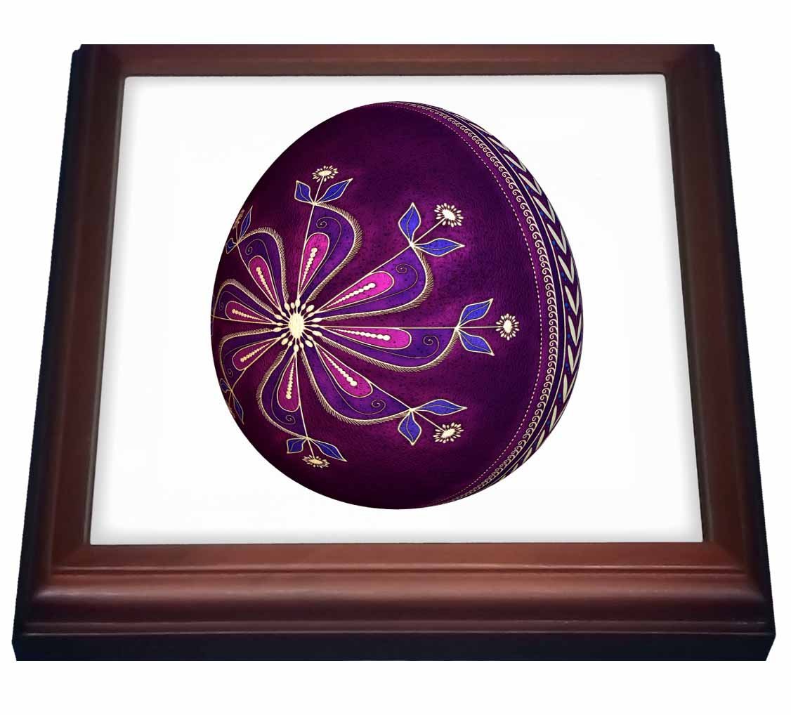 3D Rose Dyed Purple Pysanky Easter Egg Ceramic Tile Trivet - 8x8 Inch Brown - Perfect for Easter Decor, Table Setting, and Hot Dish Protection