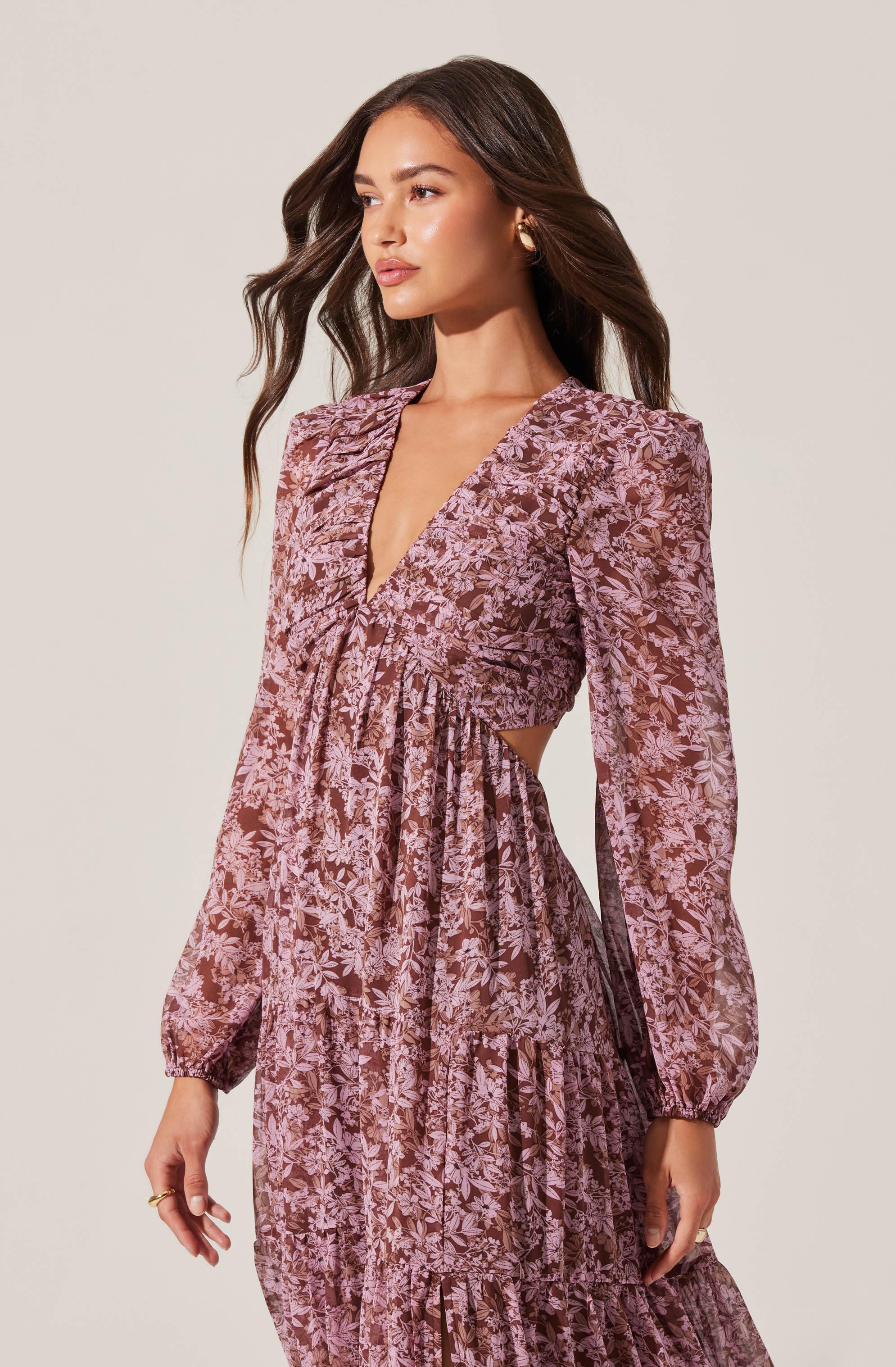 Elegant V Neck Cutout Midi Dress for Women - Flowy Summer Party & Wedding Guest Dress - Perfect for Cocktail Parties, Date Nights & Special Occasions