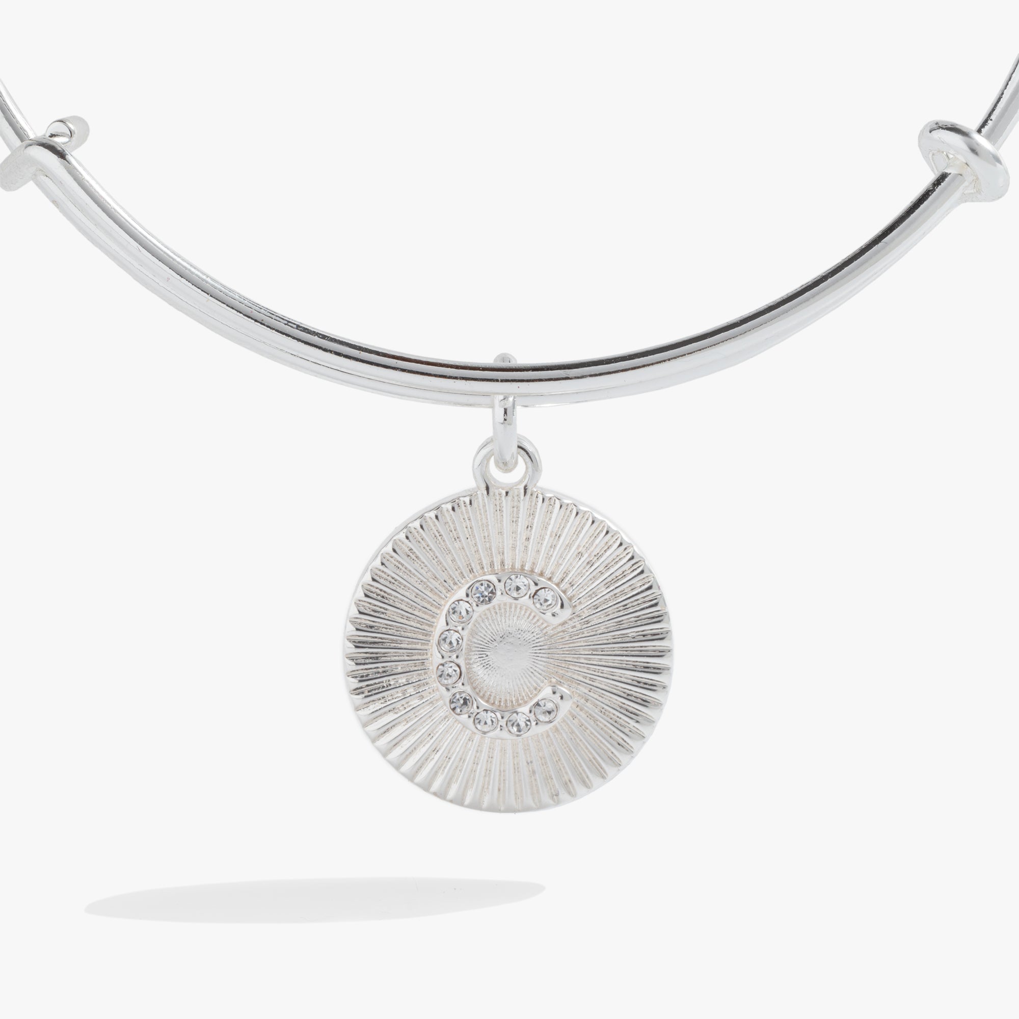 Initial C Pave Starburst Texture Bangle - Elegant Gold Plated CZ Bracelet for Women | Perfect for Parties, Weddings & Everyday Wear