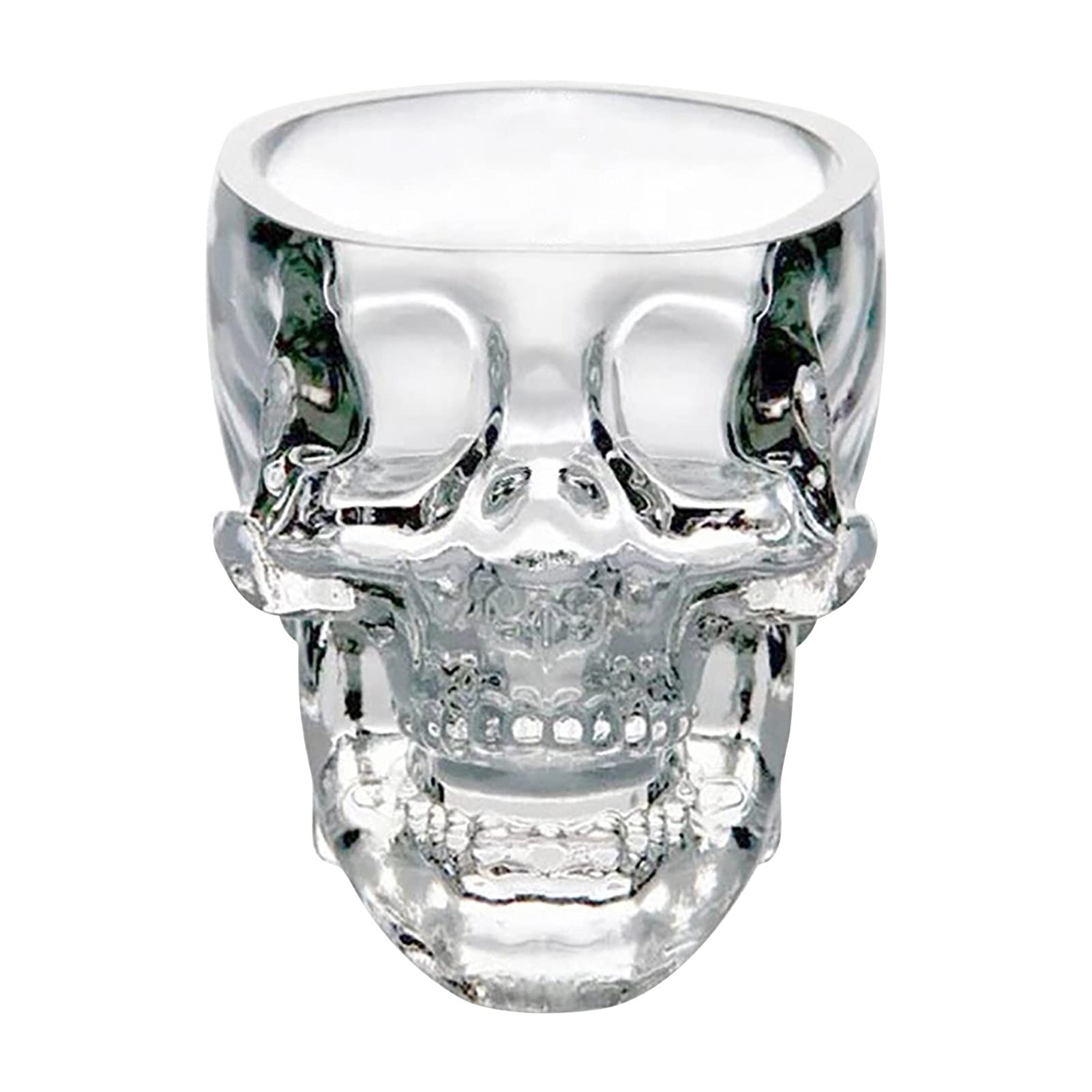 2-Pack Skull Shaped Clear Glass Shot Glasses - Halloween Party Cups for Whiskey, Tequila & Cocktails - Perfect for Home Bar, Office, Hotel & Gifts - Durable Drinkware for Halloween Parties, Themed Events & Gifts