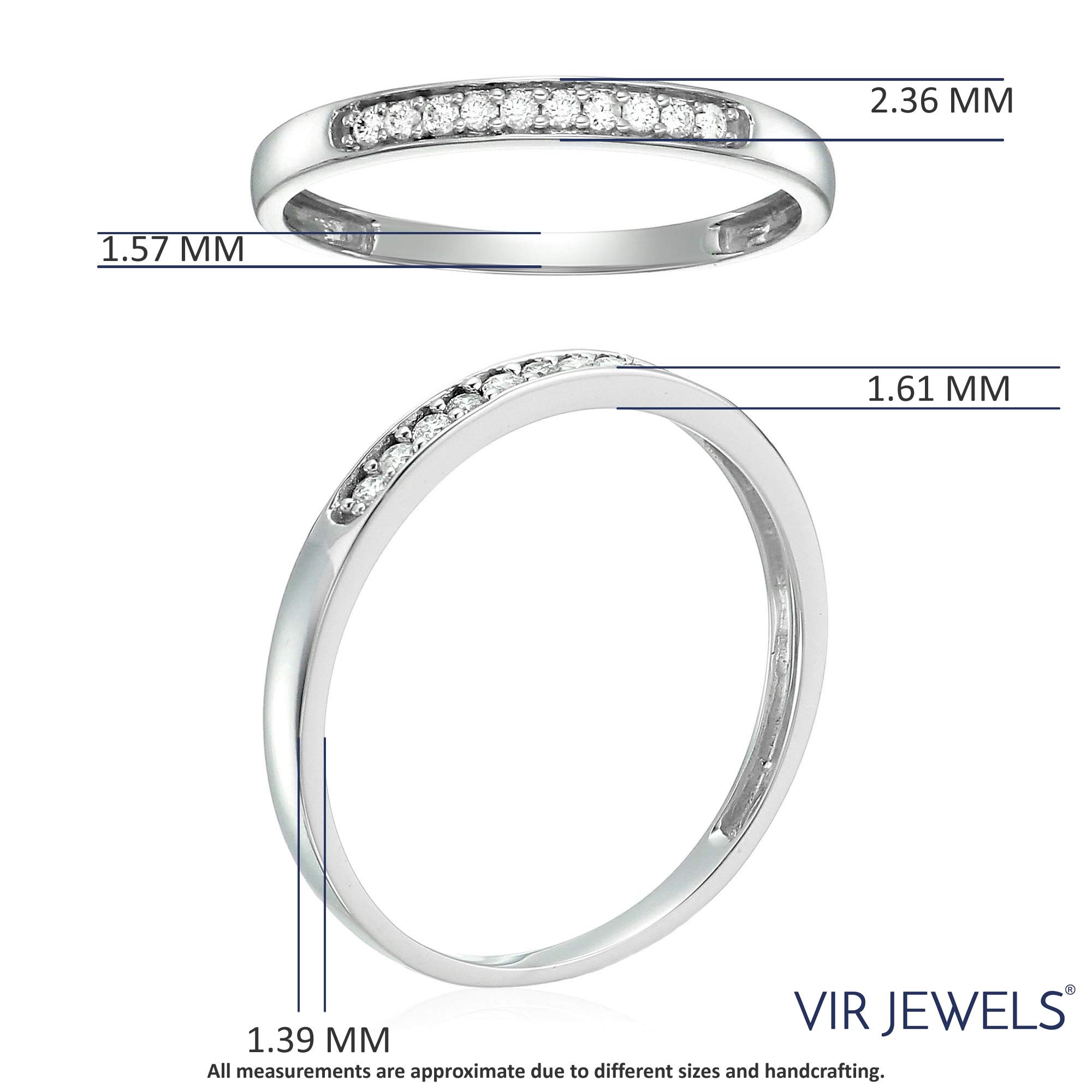1/10 CTTW Diamond Wedding Band for Women - 10K White Gold Engagement Ring with 10 Prong Set Stones (Size 4.5-10) | Perfect for Anniversary Gifts, Bridal Jewelry & Everyday Elegance