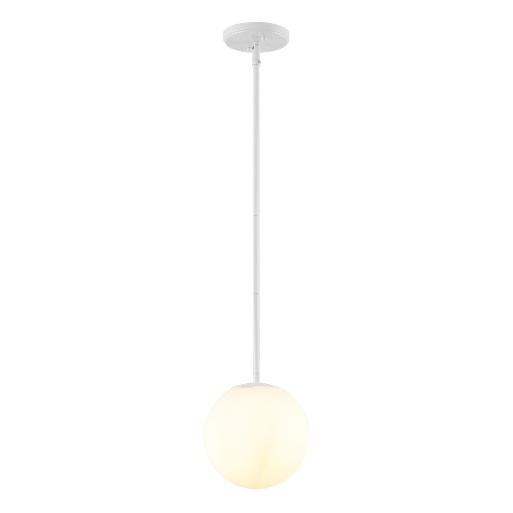 Bleecker 7.75-Inch Modern Metal and Glass Globe LED Pendant Light - Stylish Ceiling Lighting Fixture for Dining Room, Kitchen Island, or Bedroom Decor