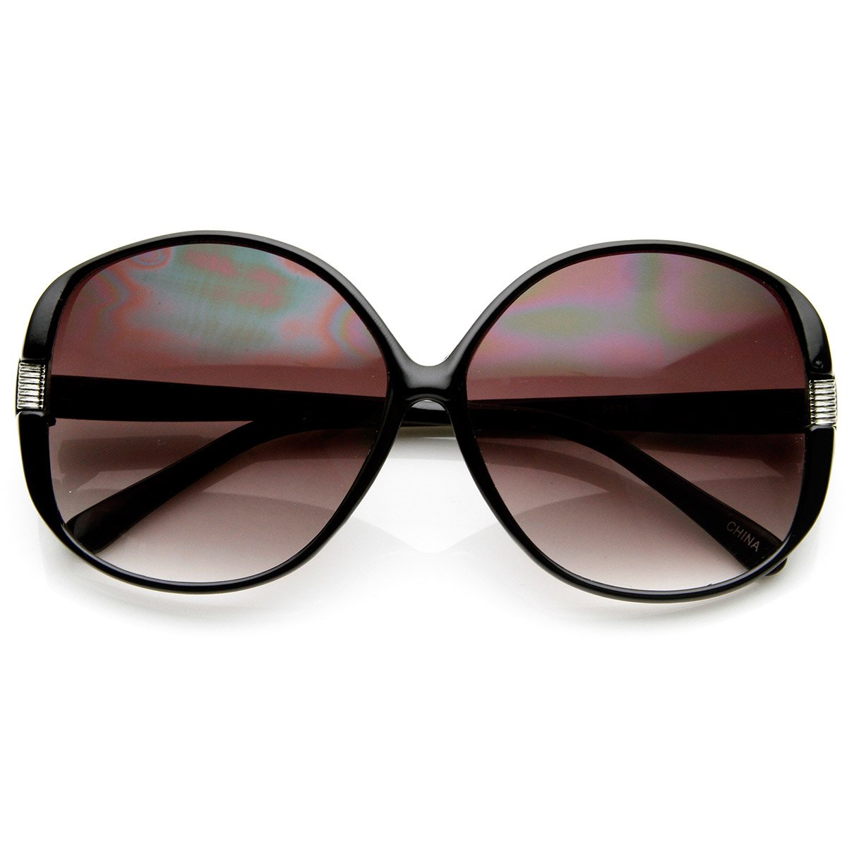 ZeroUV Women's Fashion Metal Accent Round Oversized Sunglasses - UV Protection, Retro Style for Women - Perfect for Beach, Driving & Outdoor Activities