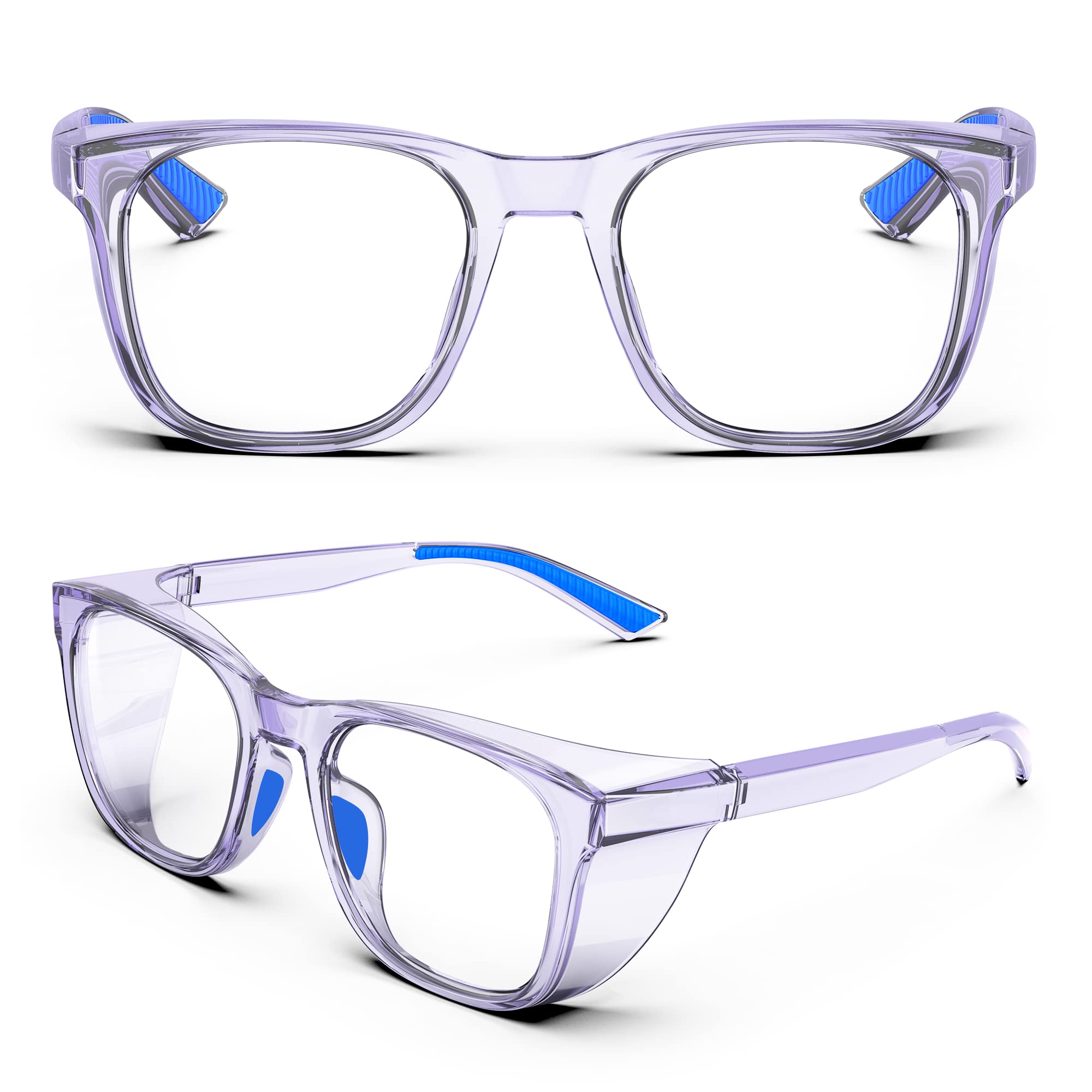 Anti-Fog Safety Glasses – Clear Square Safety Goggles with Scratch-Resistant & Blue Light Blocking – Protective Eyewear for Men & Women – Perfect for Construction, Lab Work & Computer Use