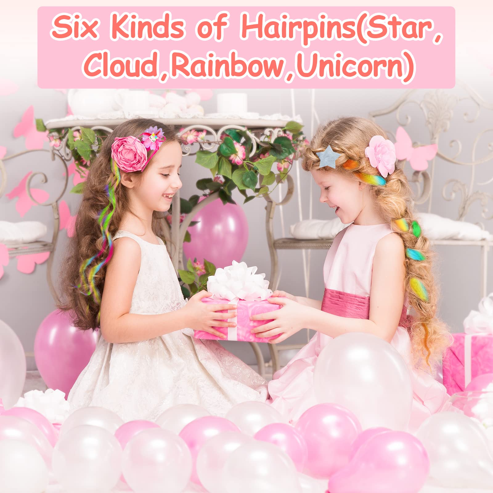 6 Pcs Rainbow Hair Clips for Girls | Unicorn Hair Accessories & Hair Decorations | Kids Birthday Party & Children's Day Gift | Perfect for Costumes, School Events & Festive Occasions