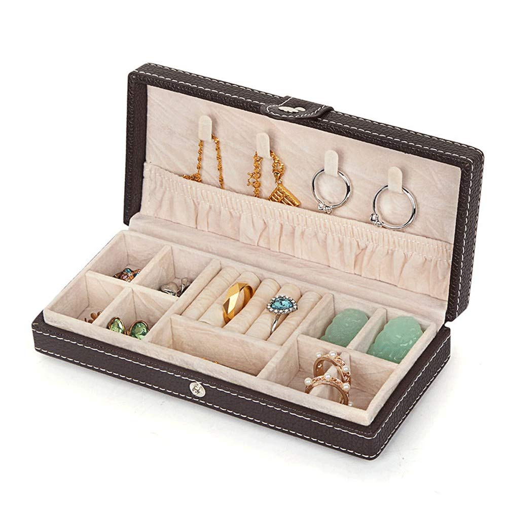 Elegant PU Leather Jewelry Box for Women - Portable Travel Jewelry Organizer with Necklace, Earring & Ring Storage - Perfect for Travel, Parties, Shopping & Daily Use (Black)