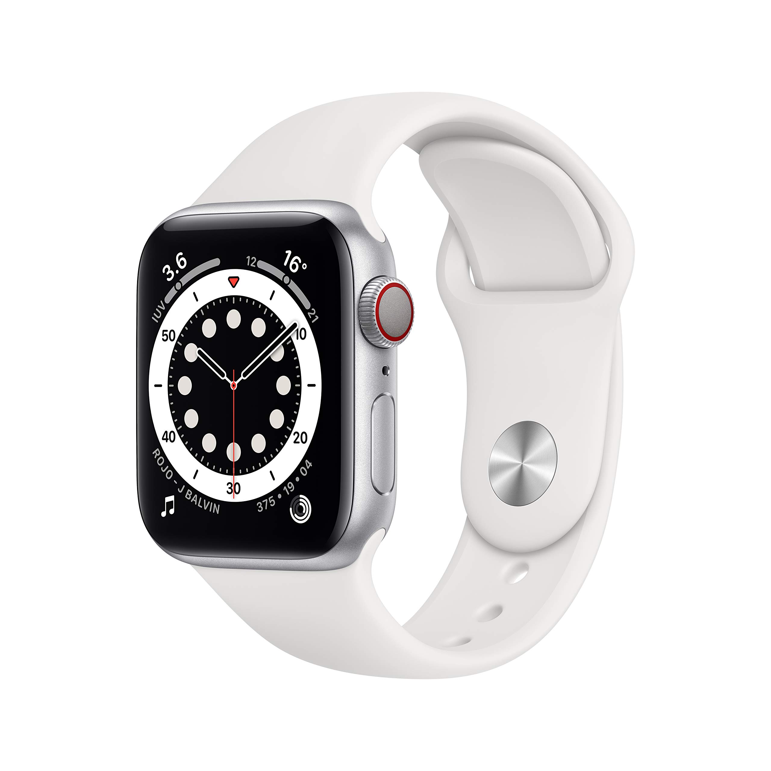Apple Watch Series 6 (GPS + Cellular, 40mm) - Silver Aluminum Case with White Sport Band (Renewed) | Smart Watch for Fitness Tracking, Heart Rate Monitoring & Phone Calls | Perfect for Running, Swimming & Daily Wear