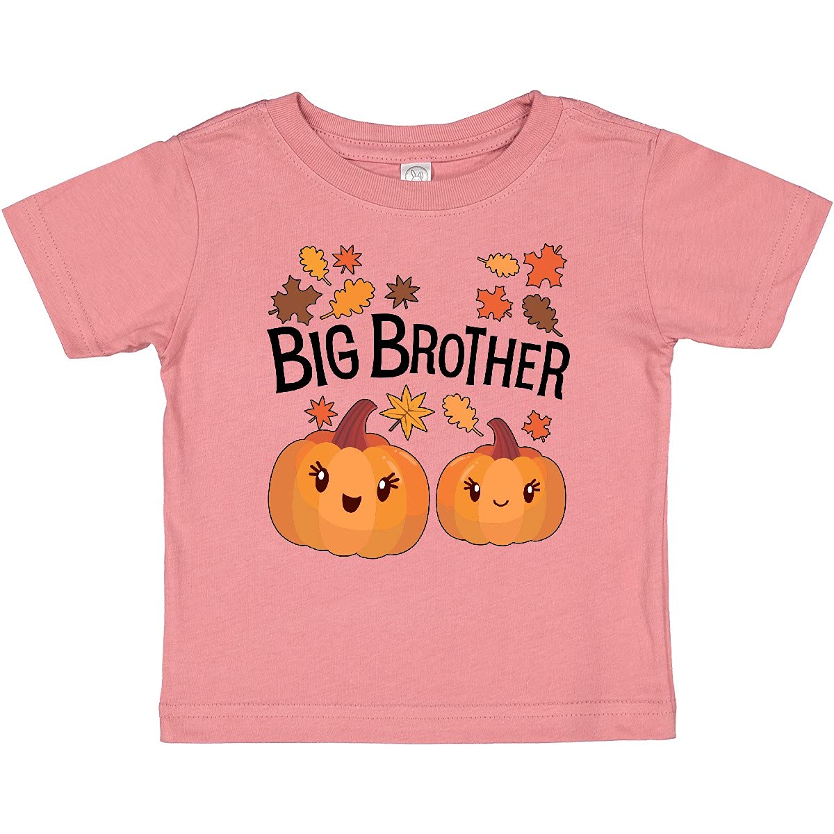 Inktastic Big Brother Pumpkins with Fall Leaves Baby T-Shirt - Cute Autumn Sibling Matching Outfit for Halloween & Thanksgiving Family Photos