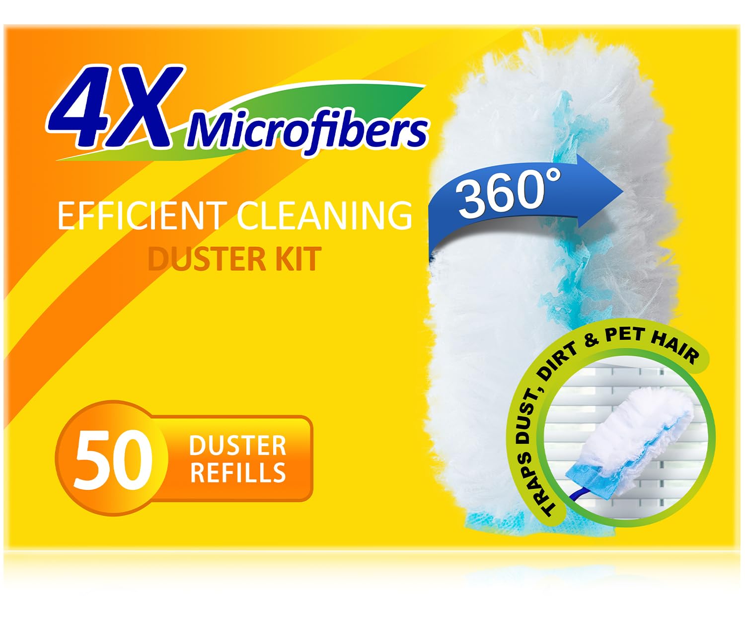 360 Duster Refills for Swiffer - 50 Pack Heavy Duty Multi-Surface Cleaning Pads for Home, Car, Office & Electronics | Dusting Furniture, Baseboards, Ceiling Fans & Hard-to-Reach Areas