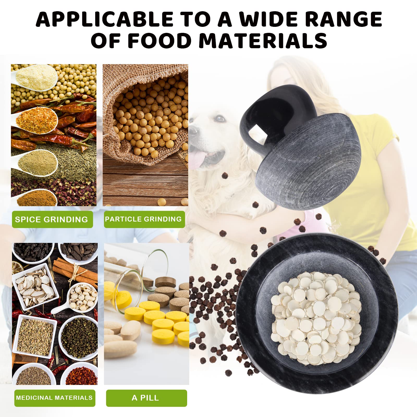 Premium Marble Mortar and Pestle Set - 3.7 Inch Mushroom-Shaped Pill Crusher, Spice Grinder & Manual Coffee Grinder (1/2 Cup Capacity) - Perfect for Kitchen, Pharmacy & Herbal Medicine Preparation