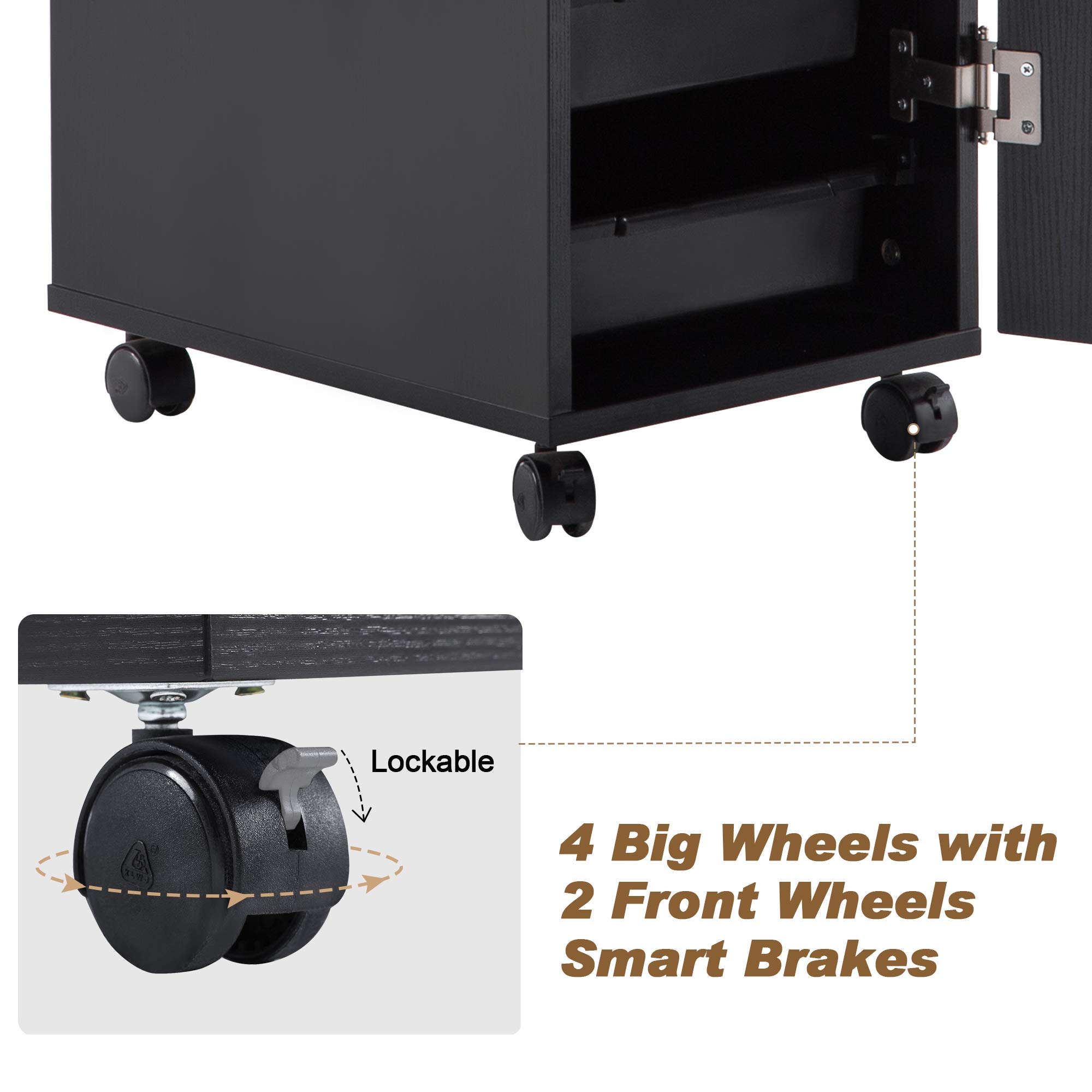 Professional Salon Trolley Cart with Lockable Wheels & Drawer - Hair Dryer Holder, Stylist Equipment Organizer for Barber & Beauty Salon (Black) - Perfect for Salon Storage, Mobile Styling & Hairdressing Tools Organization