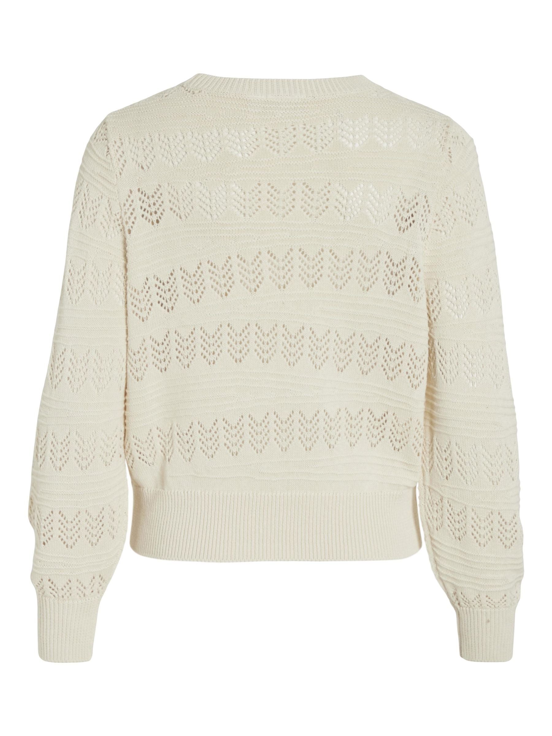 Cathy Pointelle Knit Top Women's Lace Sweater Birch Color - Perfect for Casual Outings, Office Wear & Date Nights
