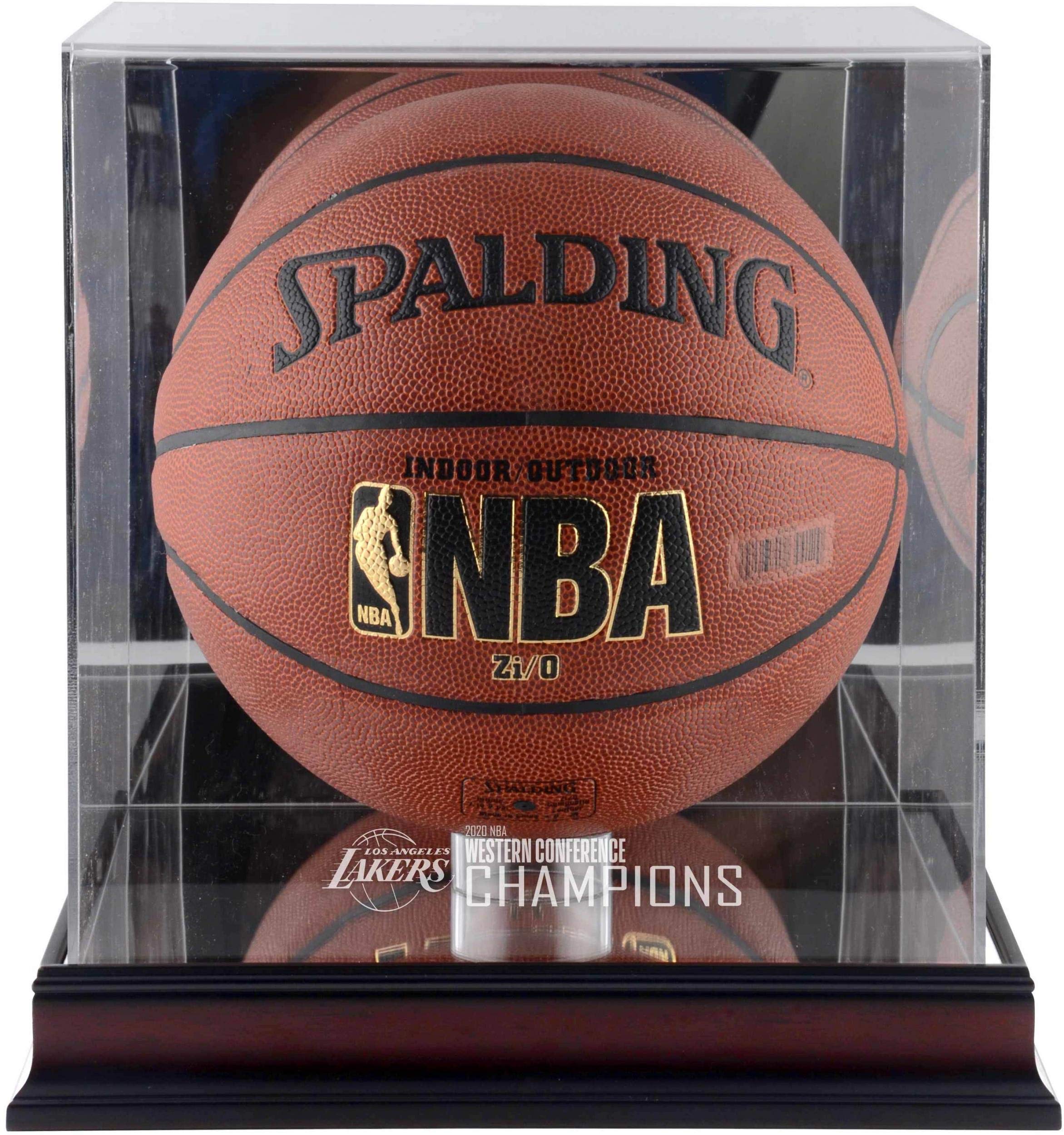Los Angeles Lakers 2020 Western Conference Finals Champions Mahogany Basketball Display Case - Premium Wooden Trophy Case for NBA Memorabilia - Perfect for Sports Collectibles, Awards, and Home Office Decor