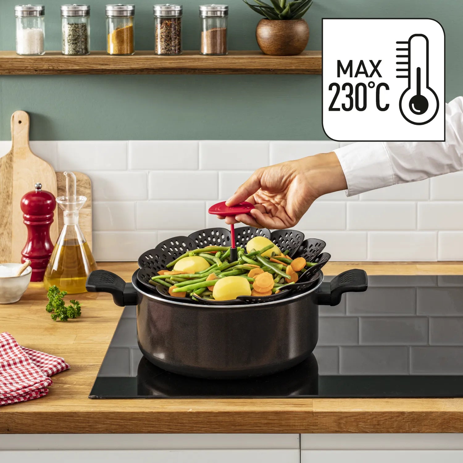 Tefal Ingenio Steamer Basket K2071614 - Stainless Steel Vegetable Steamer for Healthy Cooking | Perfect for Steaming Vegetables, Dumplings & Seafood
