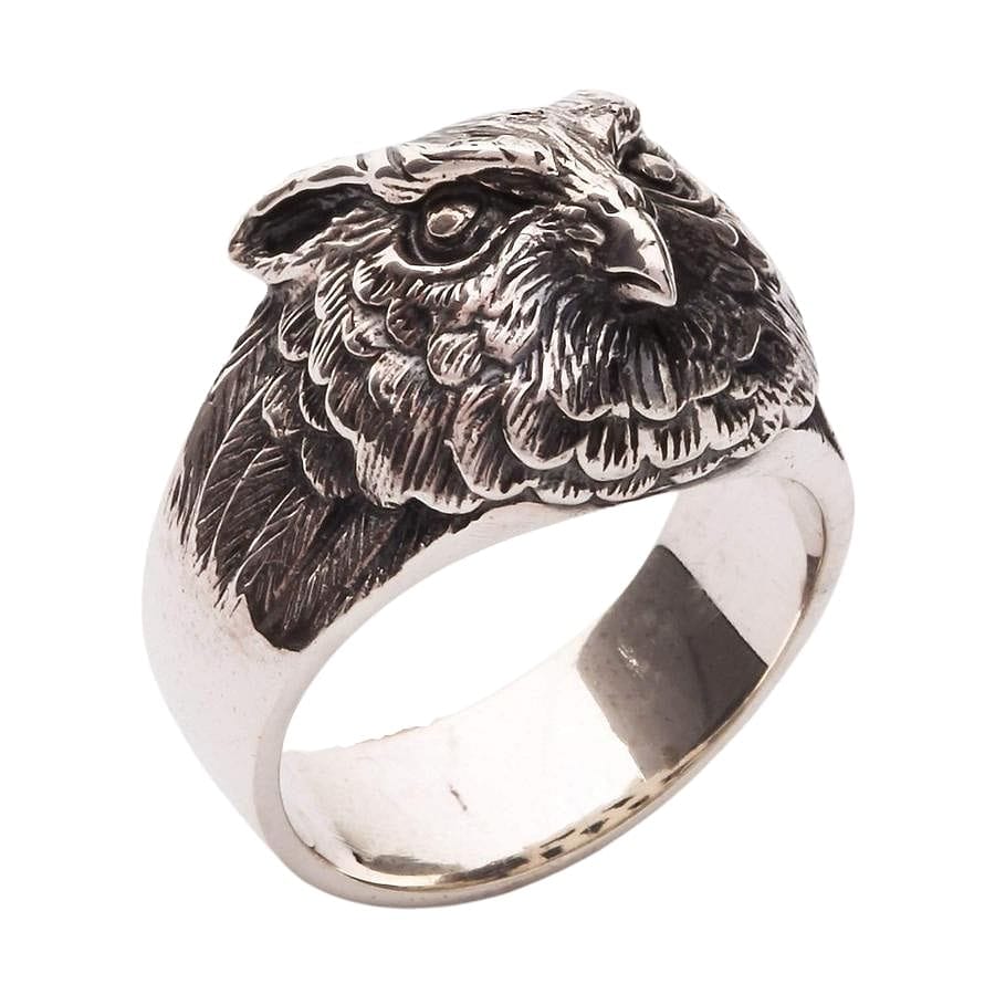 Owl Head 925 Sterling Silver Band Ring for Women - Elegant Animal Jewelry for Everyday Wear, Gift Giving & Special Occasions