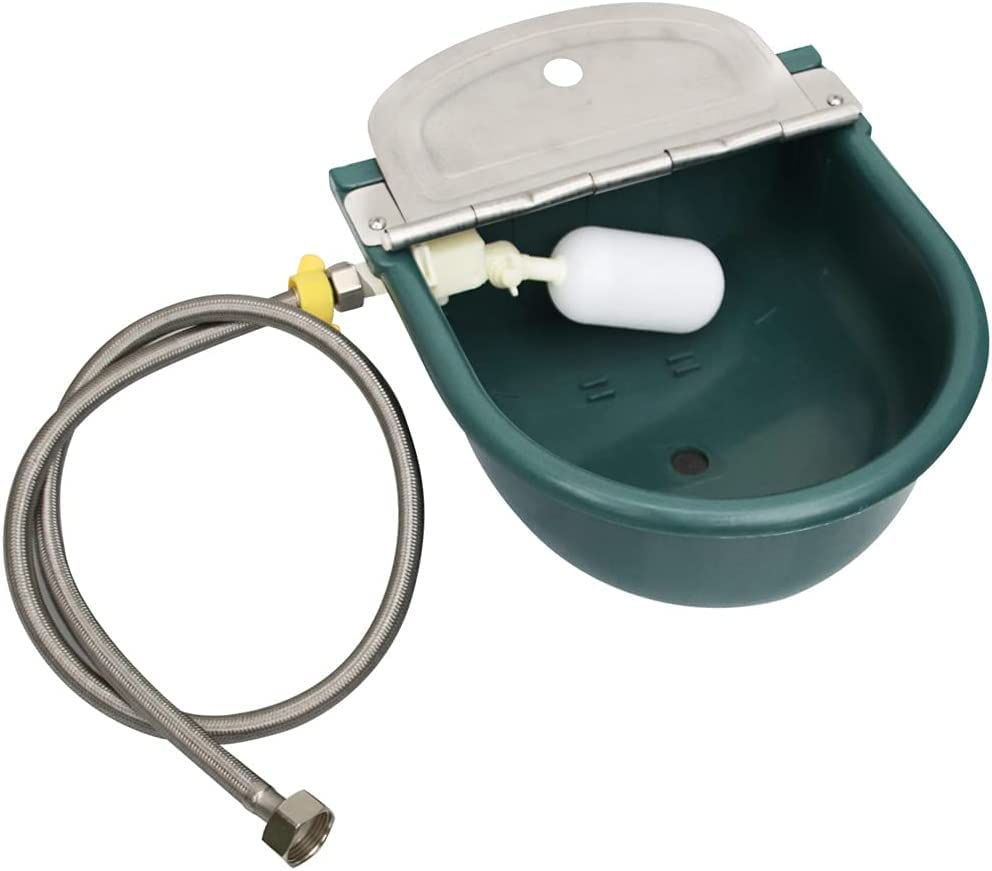 Automatic Plastic Livestock Water Bowl for Horses, Cattle, Goats, Sheep & Dogs - Farm Grade Animal Water Trough with Drainage Hole & 39.37