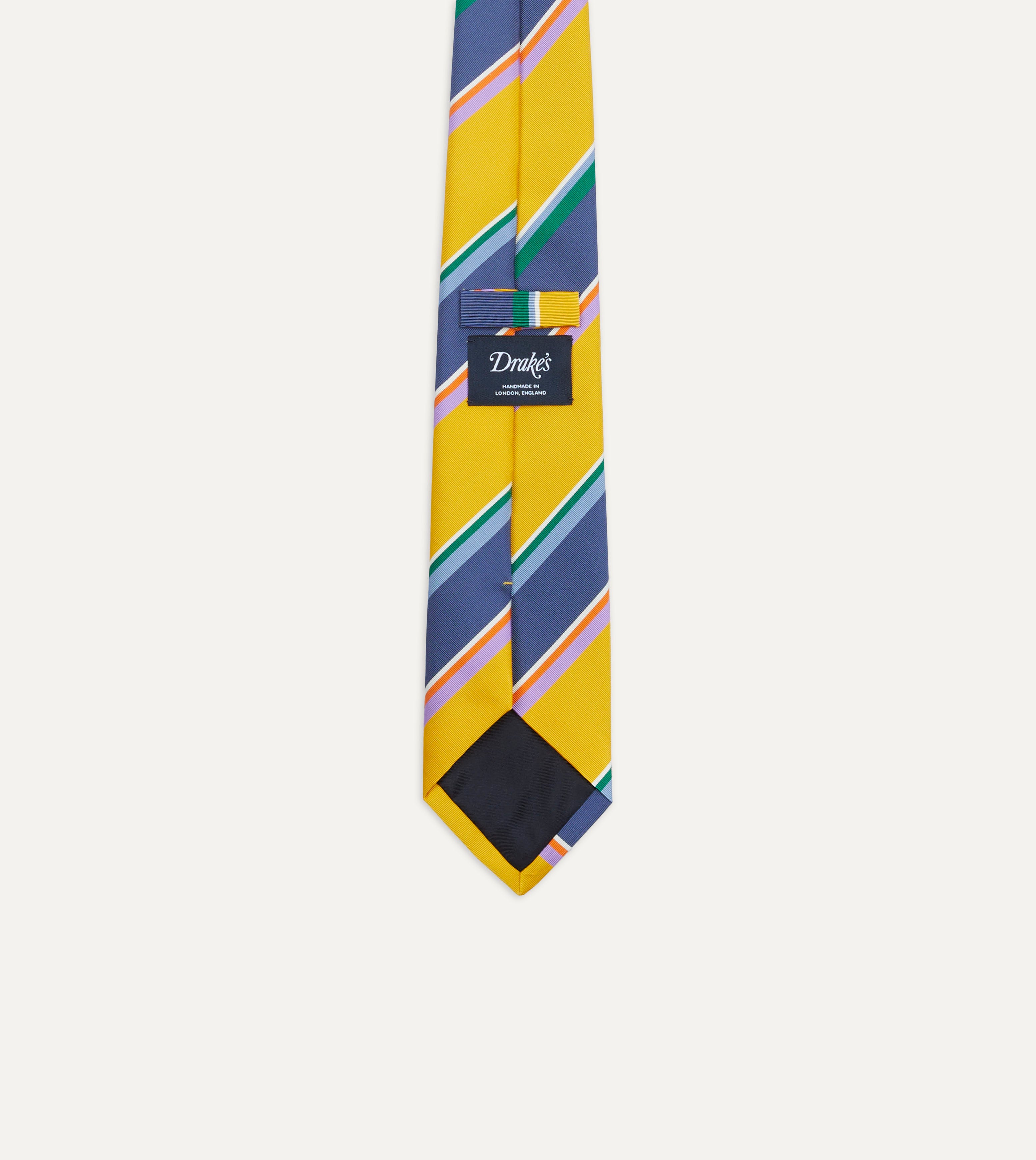 Premium Yellow Multi-Stripe Silk Tipped Necktie for Men - Elegant Business & Formal Occasions, Weddings & Office Wear