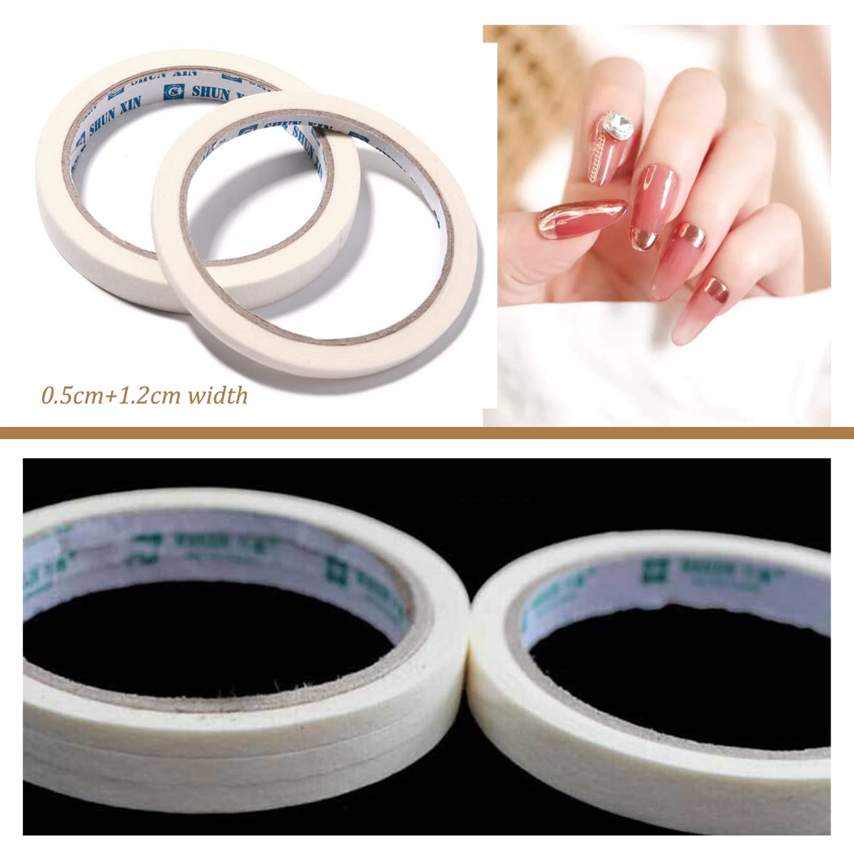 8 Roll Nail Art Adhesive Tape Set - 0.5cm & 1.2cm Width for Creative DIY Nail Designs - White Nail Art Stripe Tape & Masking Tape for Nail Decorations - Perfect for Salon, Home Manicure & Nail Art Enthusiasts