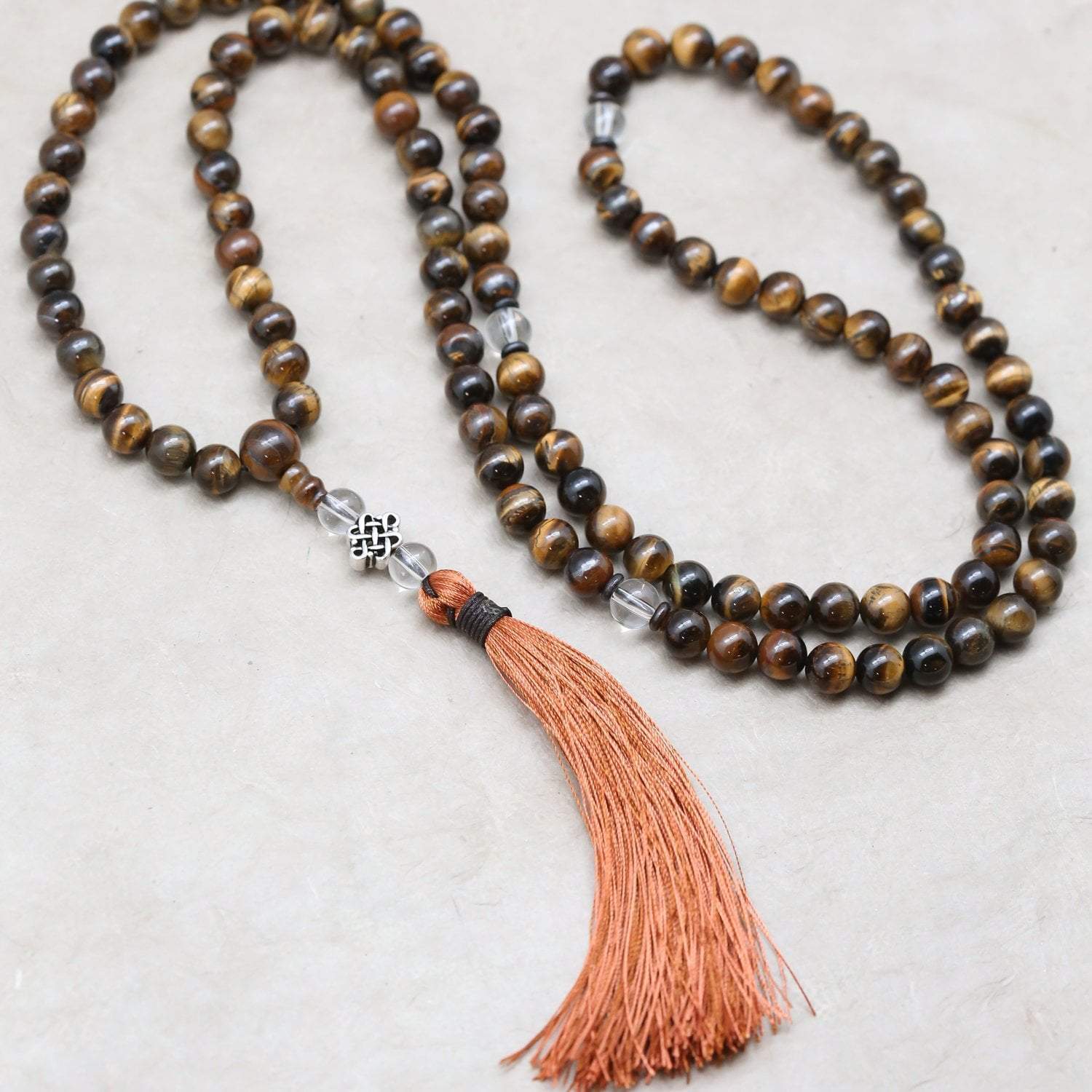 Authentic Tiger Eye Mala Beads for Grounding & Energy - Meditation, Yoga & Spiritual Healing Jewelry