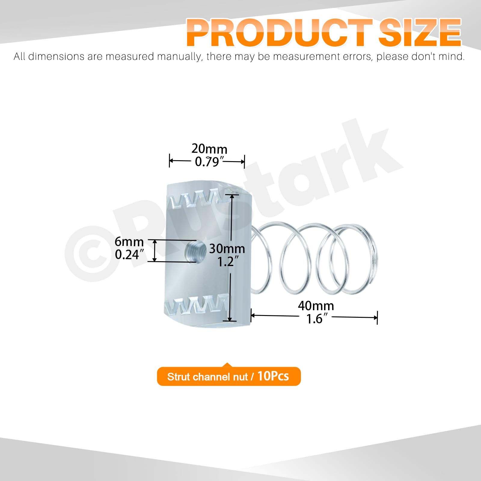 10pcs 1/4-20 Heavy Duty Zinc Plated Spring Strut Channel Nuts - Thickened Steel Hardware for Secure Fastening - Perfect for Electrical Conduit, HVAC Systems & Structural Support Installations
