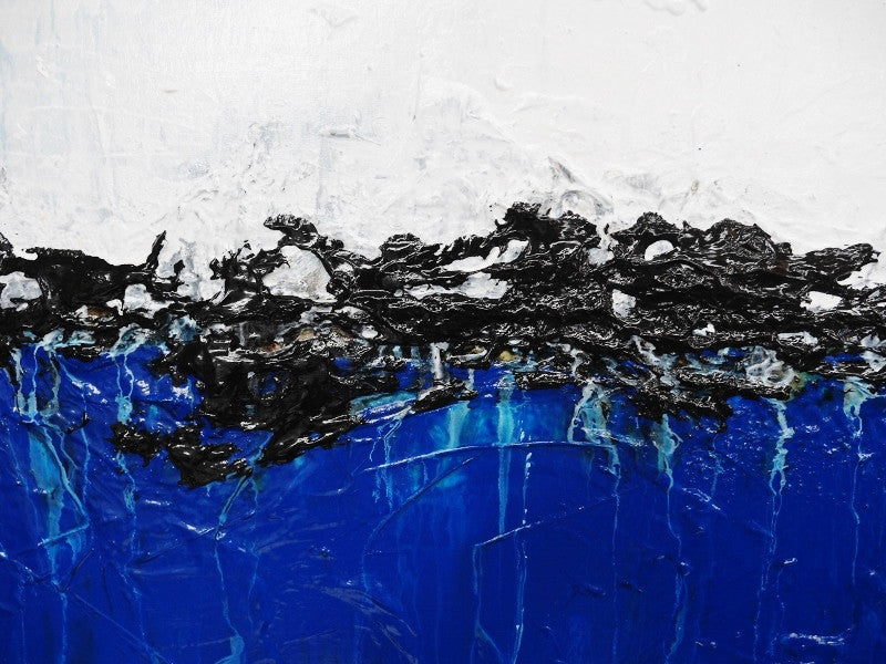 Abstract Blue and White Wall Art - Modern Canvas Painting for Home & Office Decor | Perfect for Living Room, Bedroom, or Workspace