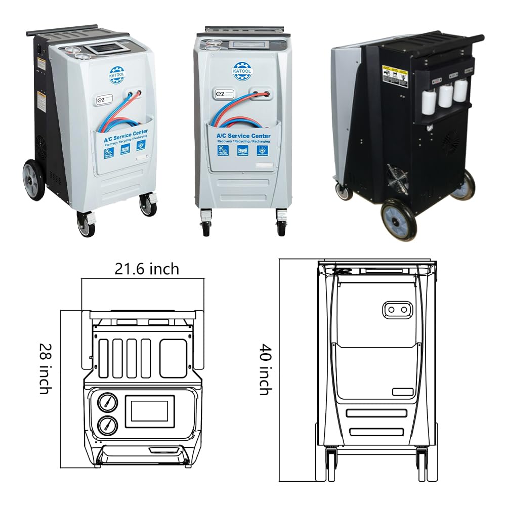 Fully Automatic Refrigerant Recovery Machine for AC & Automotive - R134a R134YF Compatible - Professional HVAC & Car AC Maintenance Tool for Home & Auto Repair Shops