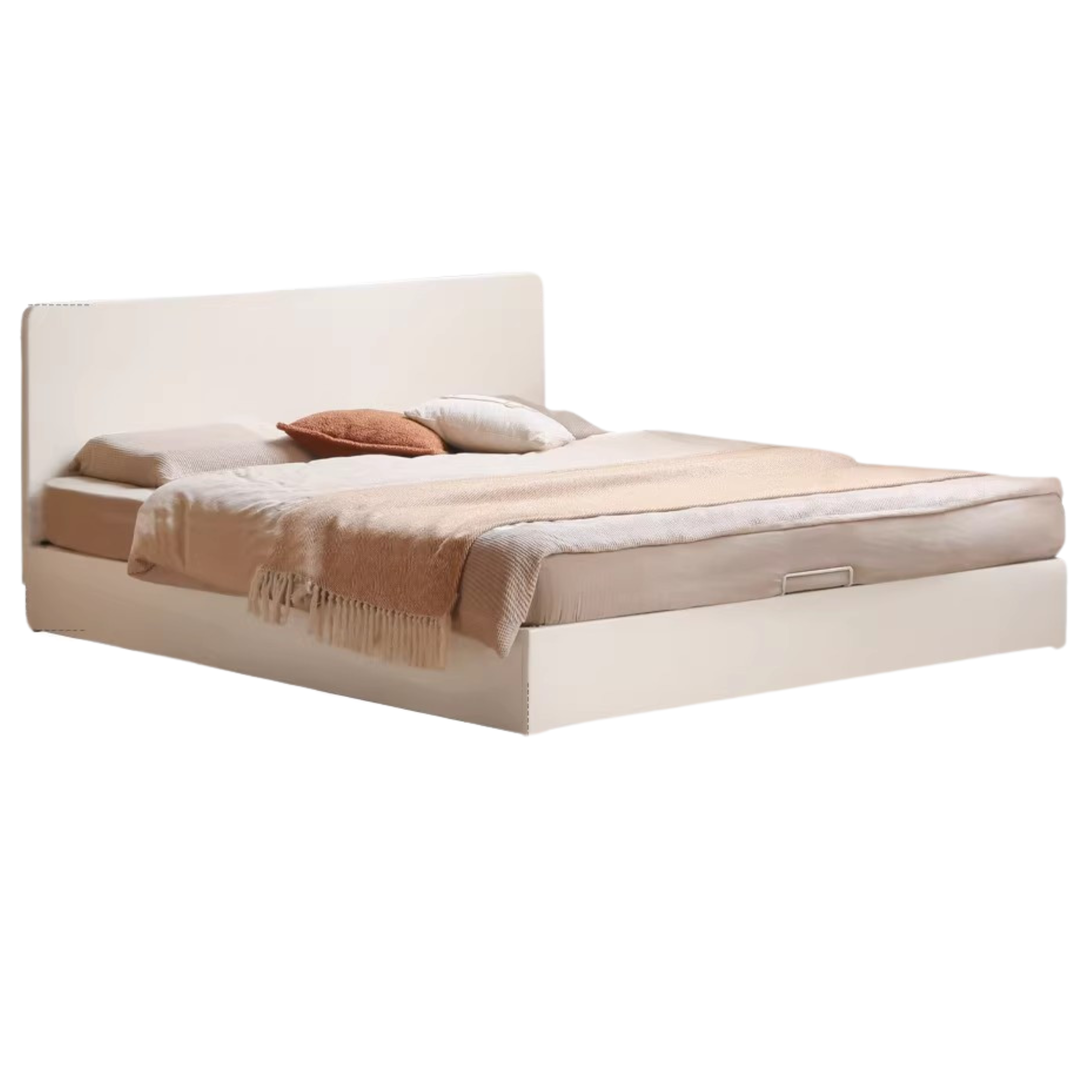 Modern Simple Cream Style Poplar Solid Wood Bed - Queen Size, Sturdy & Elegant for Master Bedroom, Guest Room, or Dormitory