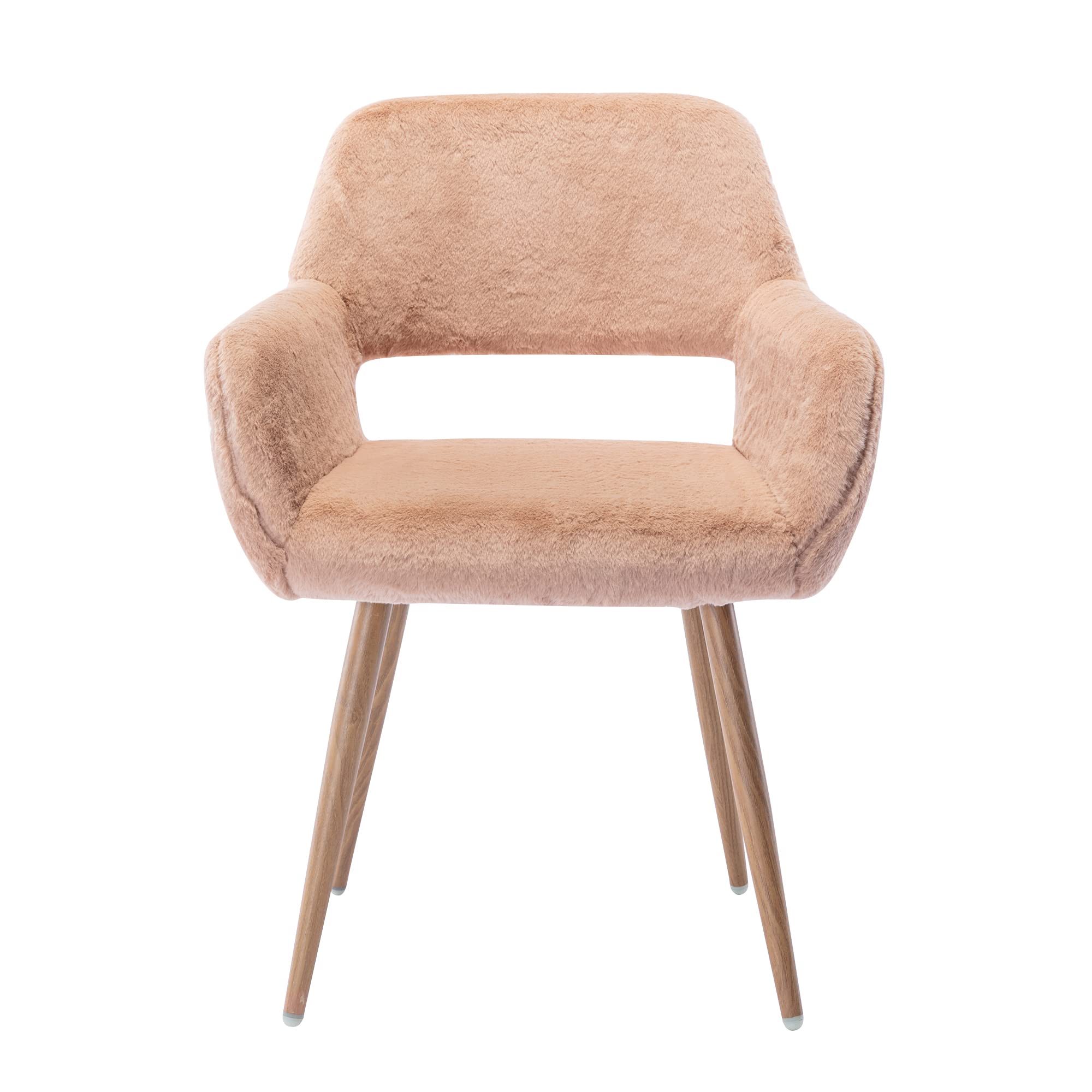 Fluffy Pink Faux Fur Swivel Desk Chair with Wheels - Adjustable Height Vanity Chair for Makeup Room, Teen Girls Bedroom & Home Office - Soft Computer Gaming Chair for Women (Camel) - Perfect for Beauty Stations, Dorm Rooms & Cozy Workspaces