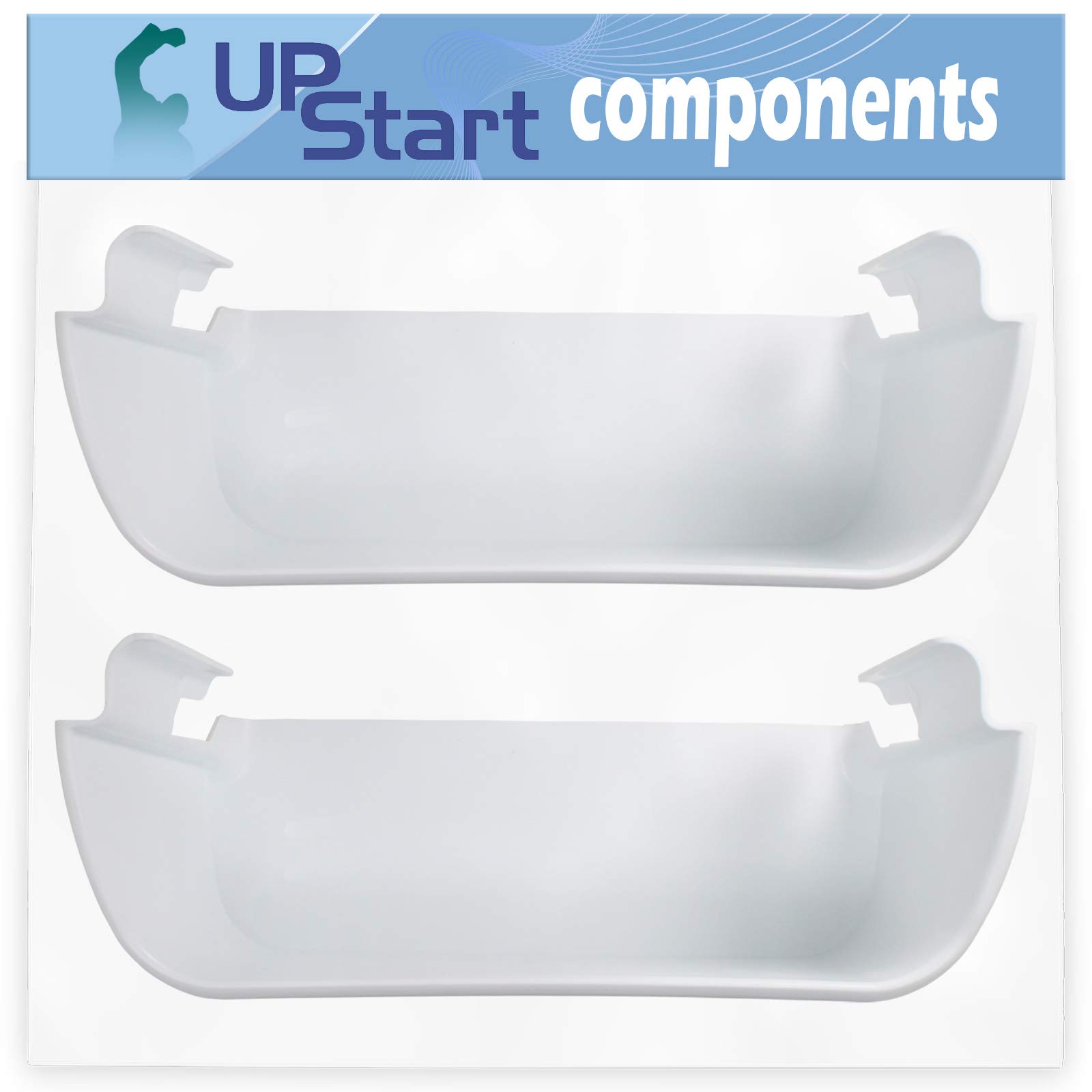 2-Pack White Refrigerator Door Shelf Bin Replacement for Westinghouse WRS23W0AW9 - Compatible with AP2116105 - UpStart Components Brand - Perfect for Kitchen Organization & Fridge Storage