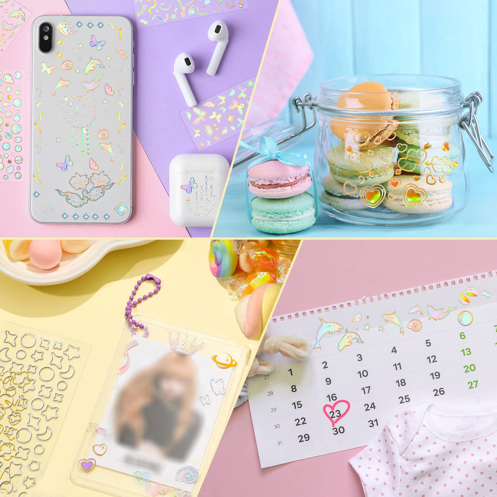 Gersoniel 18 Sheets Cute Korean Stickers Set - Y2K Shiny Kpop Photocard Stickers, Waterproof Adhesive for Scrapbooking, Planner, Diary & Crafts | Perfect for Kpop Fans, Bullet Journals & DIY Projects