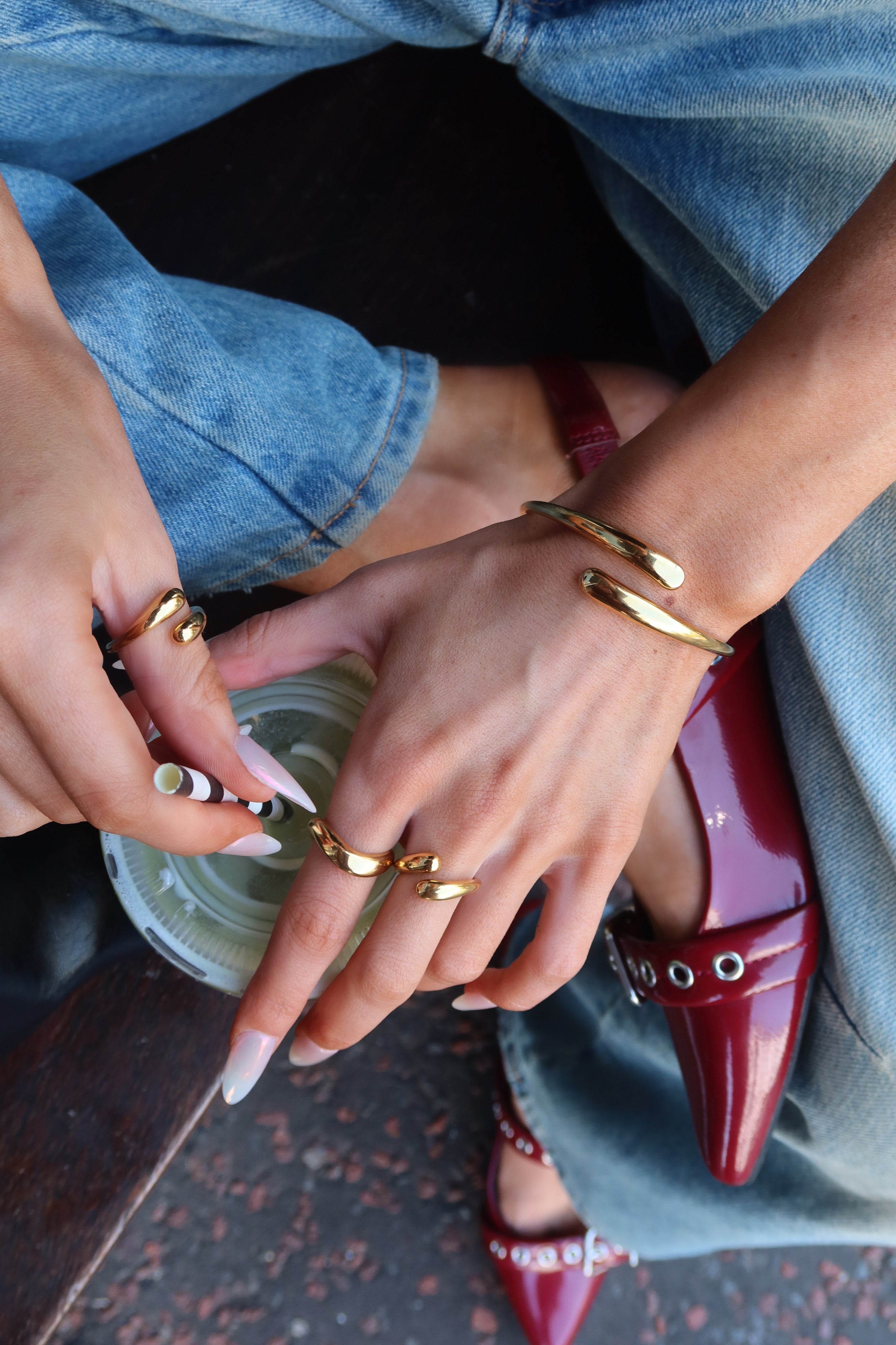 Elegant Dome Cuff Bracelet in Gold - Perfect for Weddings, Parties & Everyday Wear