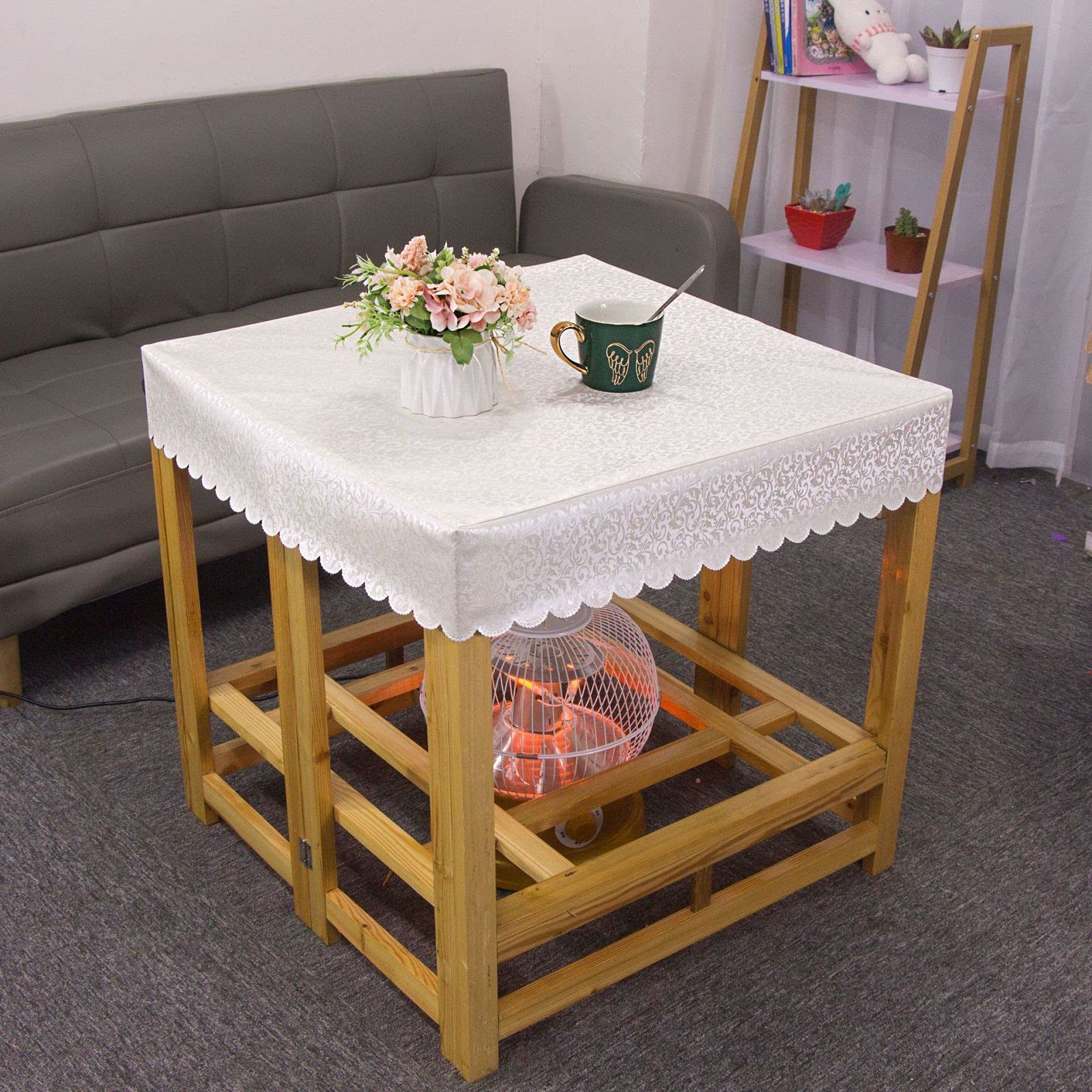 LIUJIU Waterproof Tablecloth - Easy to Clean Dining Table Cover for Kitchen, Buffet, Picnic & Camping - 63 Inch Round Table Protector for Indoor & Outdoor Use