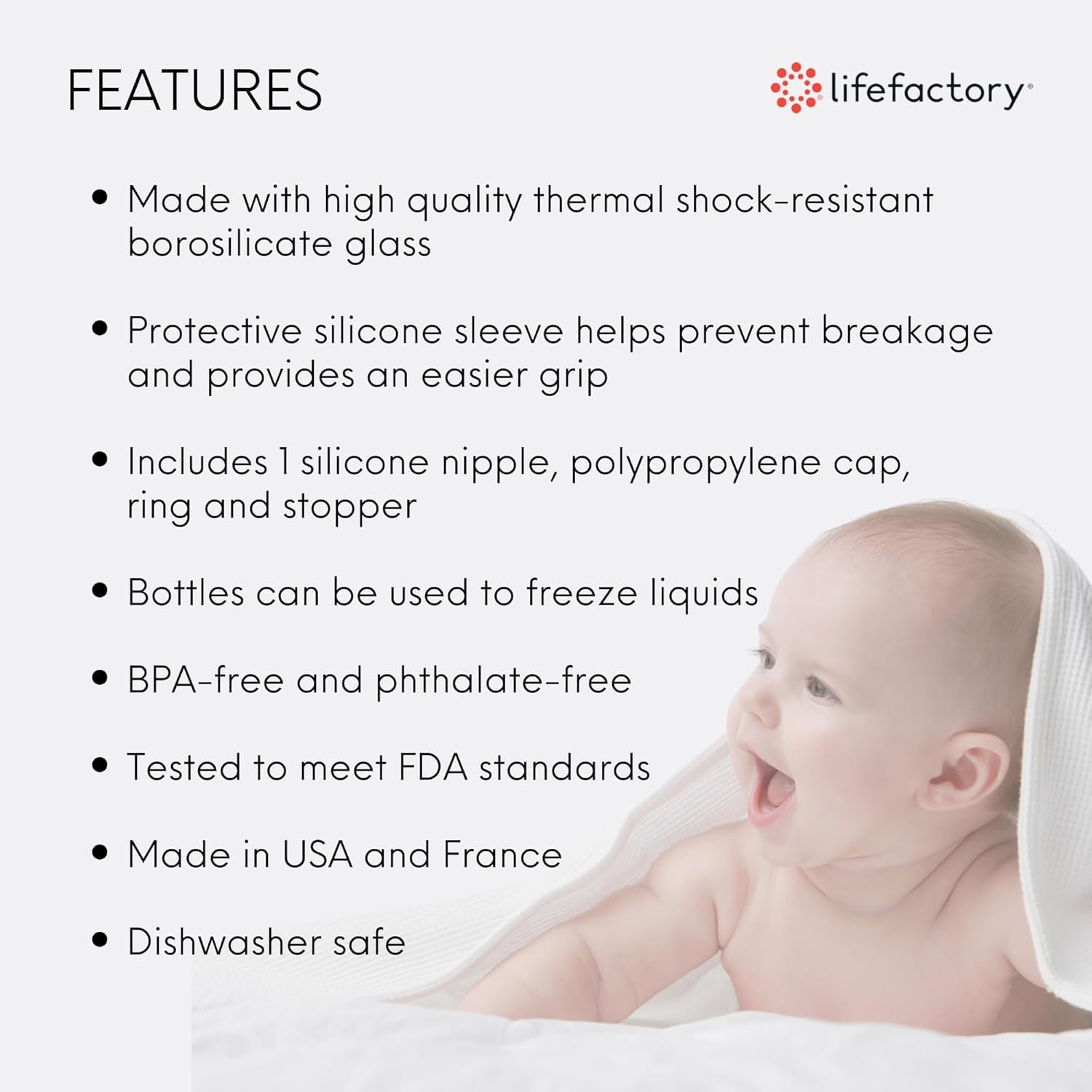 Lifactory 4oz Glass Baby Bottles with Silicone Sleeve - 2 Pack (Pink & Sky Blue) | BPA-Free, Microwave & Dishwasher Safe | Perfect for Newborns, Infants & Toddlers | Ideal for Breastfeeding, Formula Feeding & On-the-Go Use